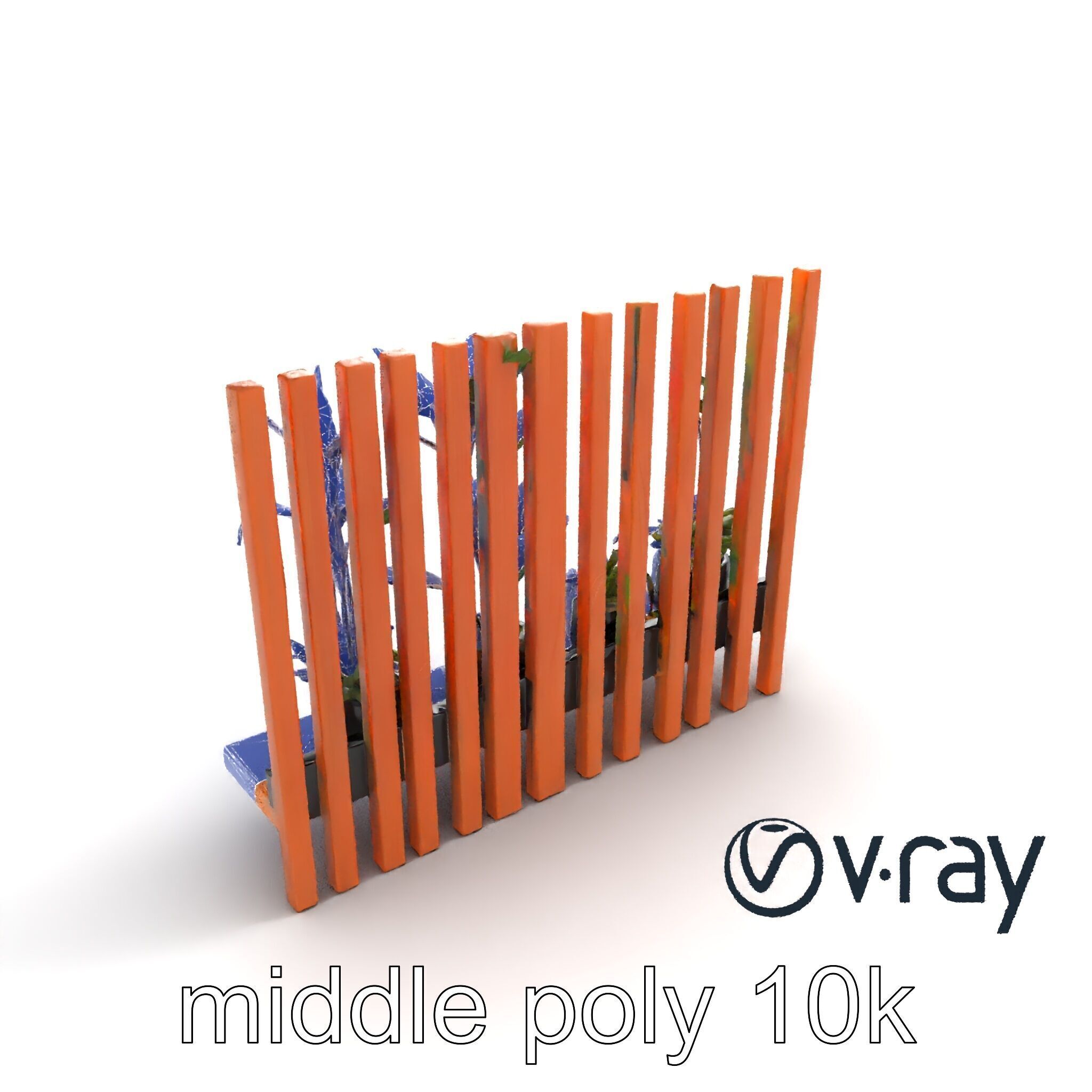 Minimalist Vertical Slat Rails Plant Holder model pack Low-poly 3D model_29