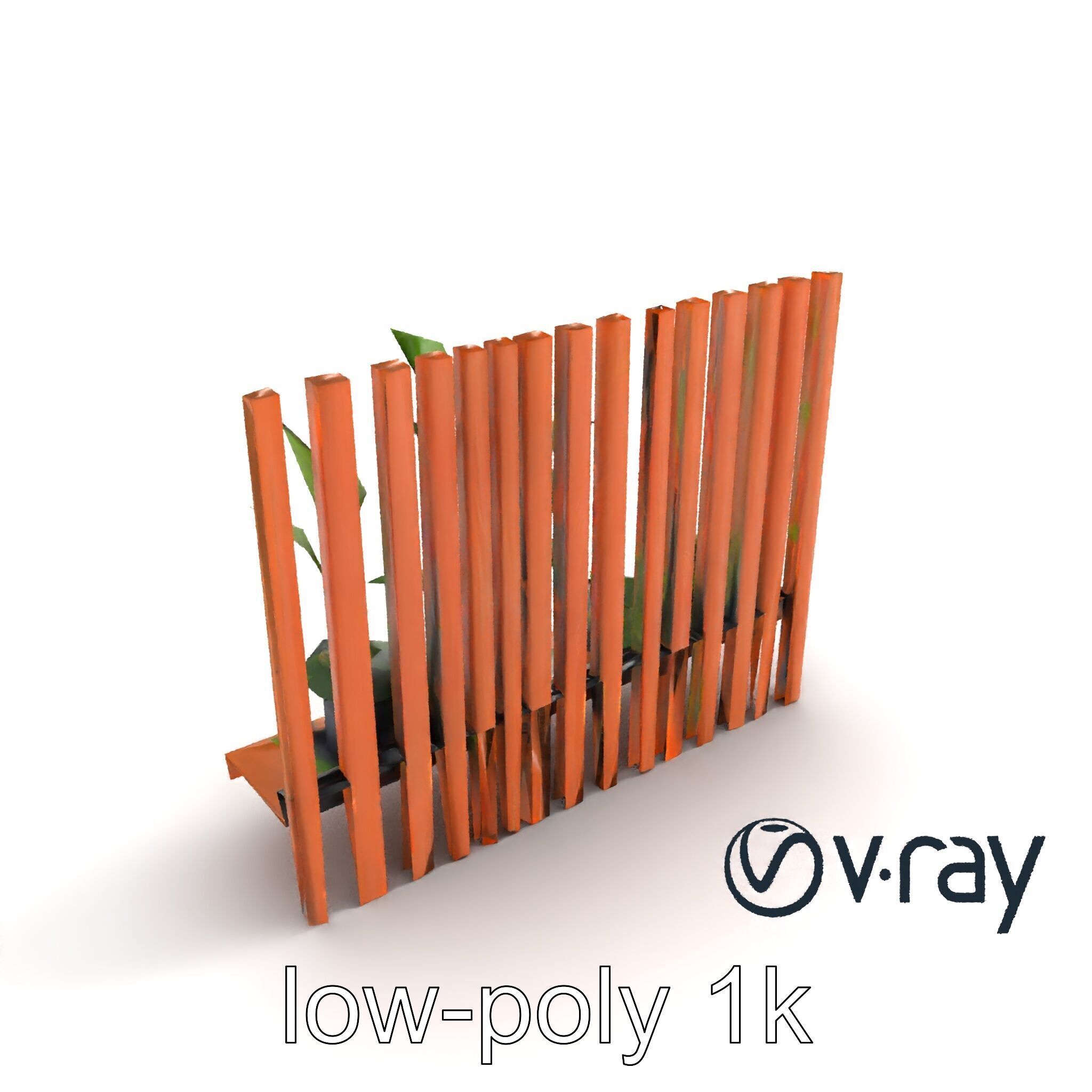 Minimalist Vertical Slat Rails Plant Holder model pack Low-poly 3D model_9