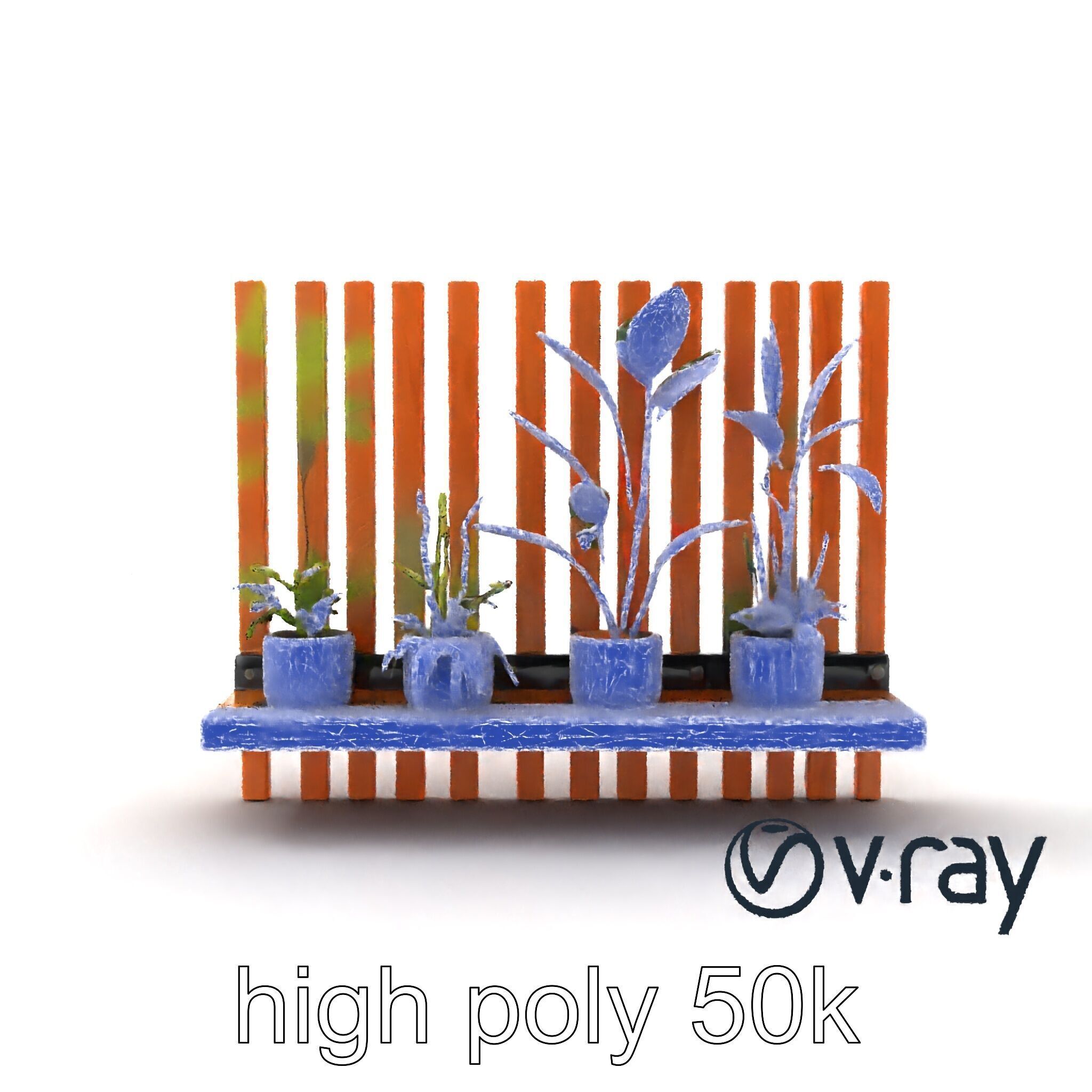 Minimalist Vertical Slat Rails Plant Holder model pack Low-poly 3D model_32