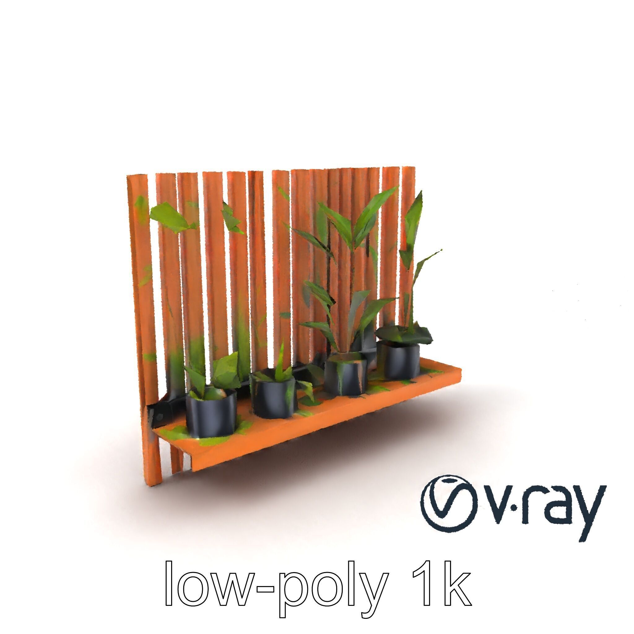 Minimalist Vertical Slat Rails Plant Holder model pack Low-poly 3D model_5