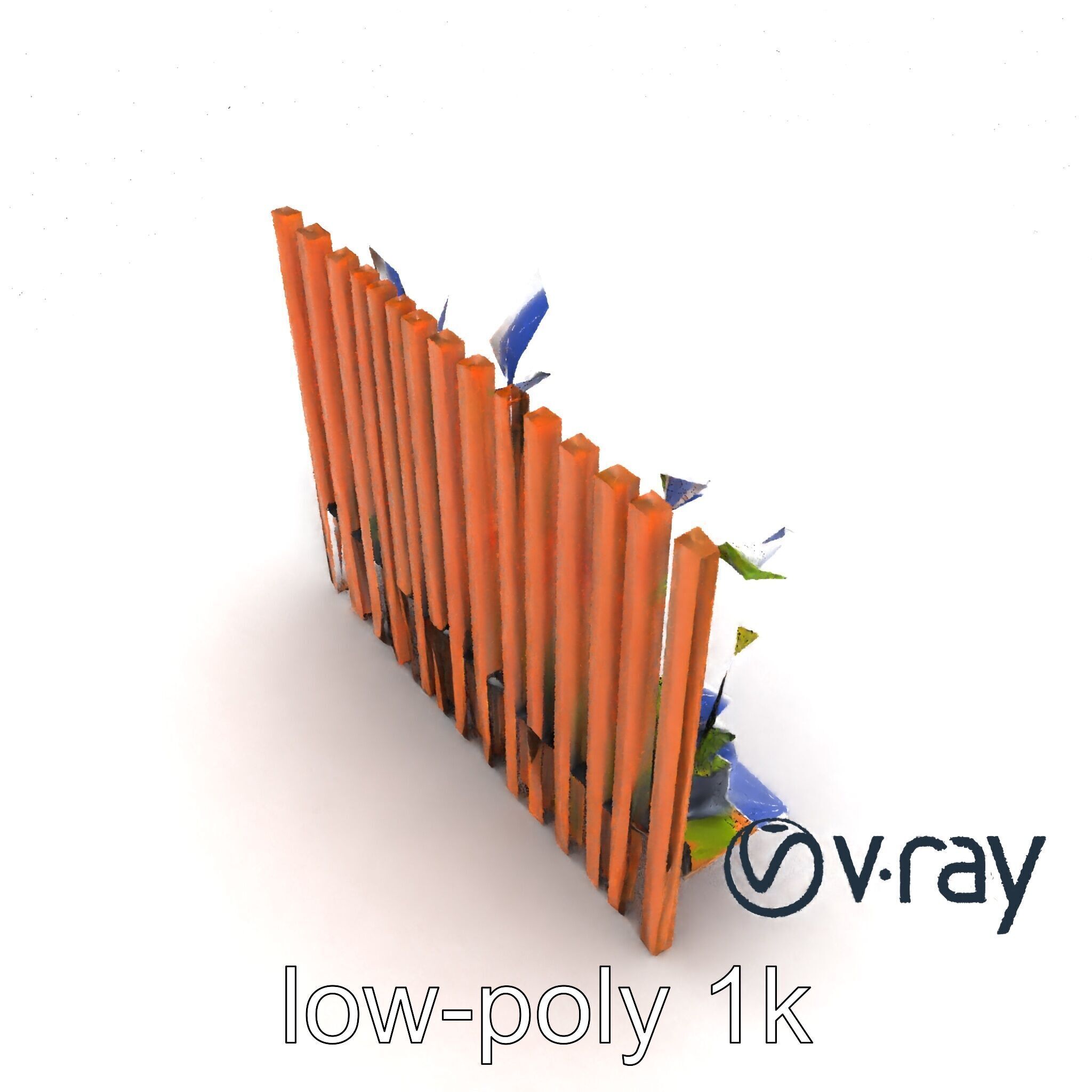 Minimalist Vertical Slat Rails Plant Holder model pack Low-poly 3D model_26