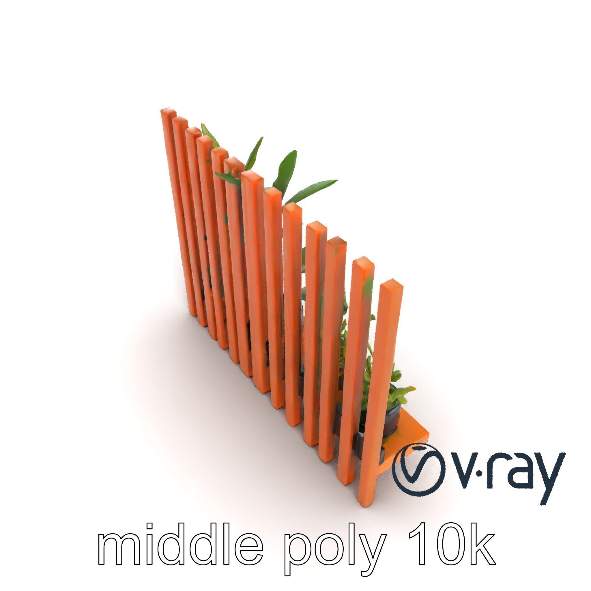 Minimalist Vertical Slat Rails Plant Holder model pack Low-poly 3D model_20