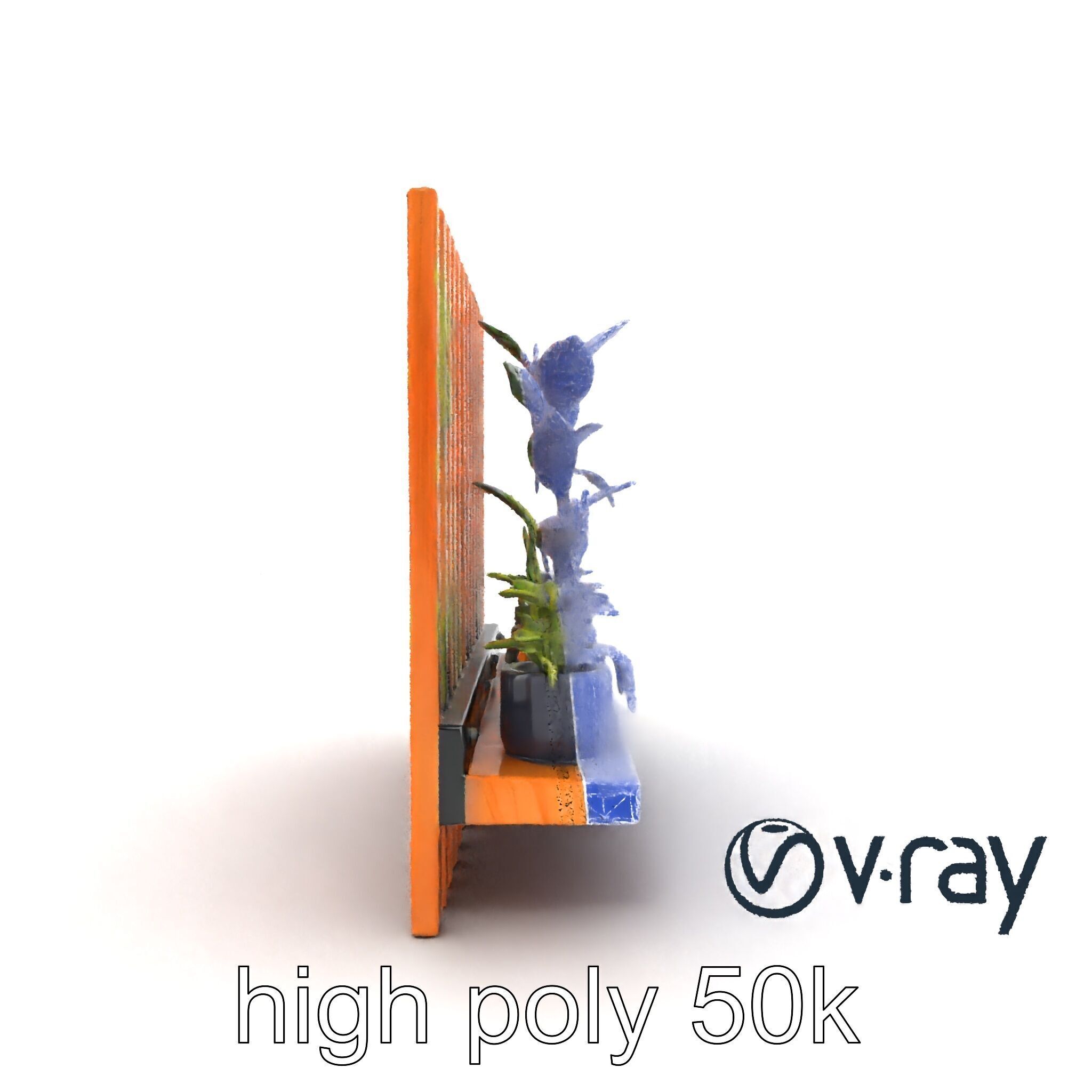 Minimalist Vertical Slat Rails Plant Holder model pack Low-poly 3D model_22