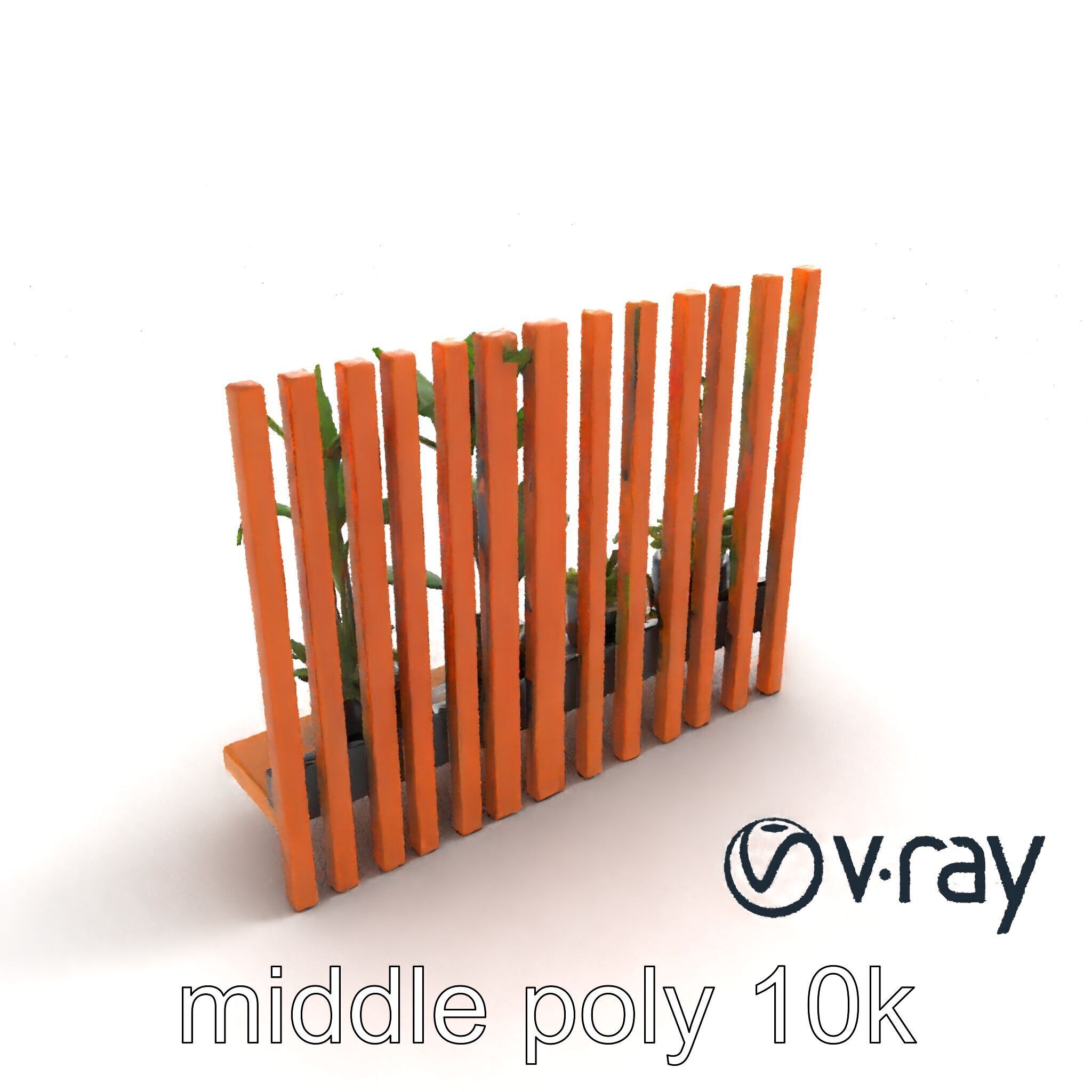 Minimalist Vertical Slat Rails Plant Holder model pack Low-poly 3D model_8