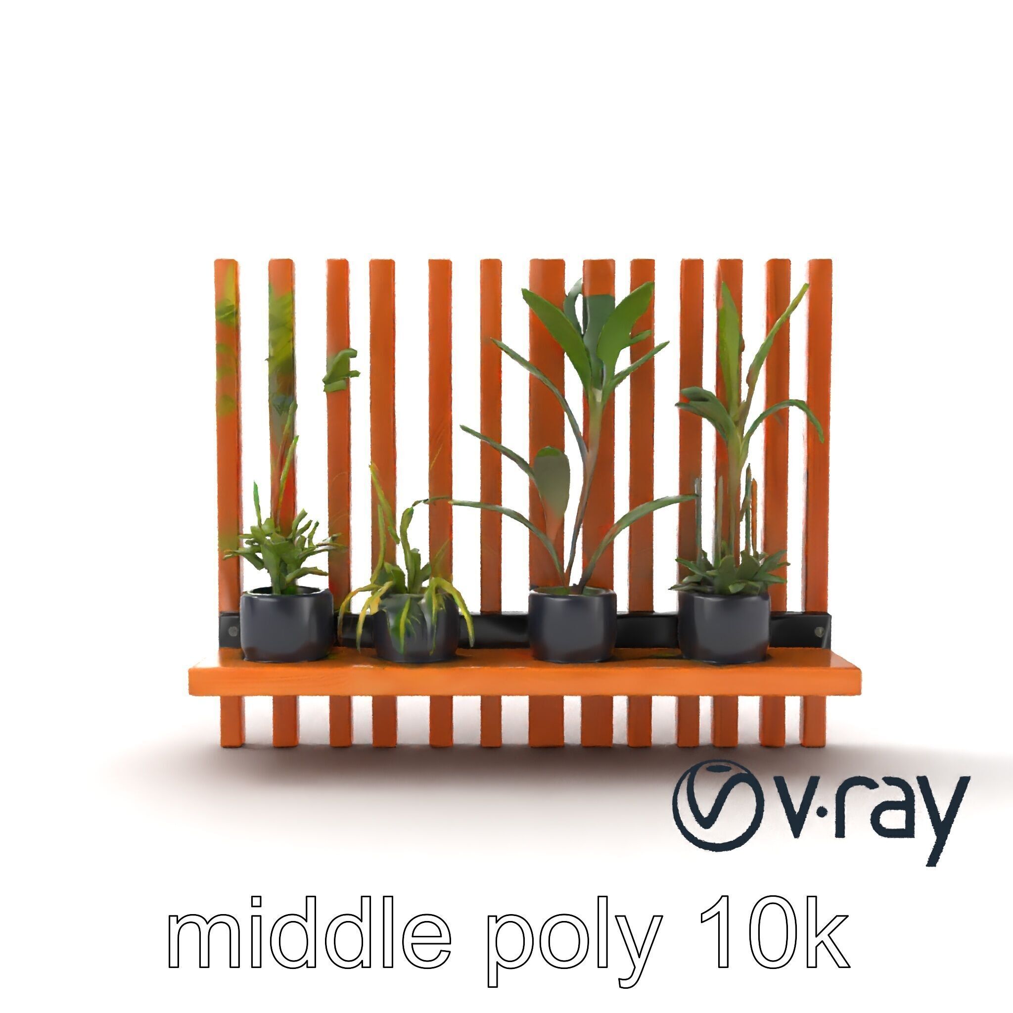 Minimalist Vertical Slat Rails Plant Holder model pack Low-poly 3D model_25