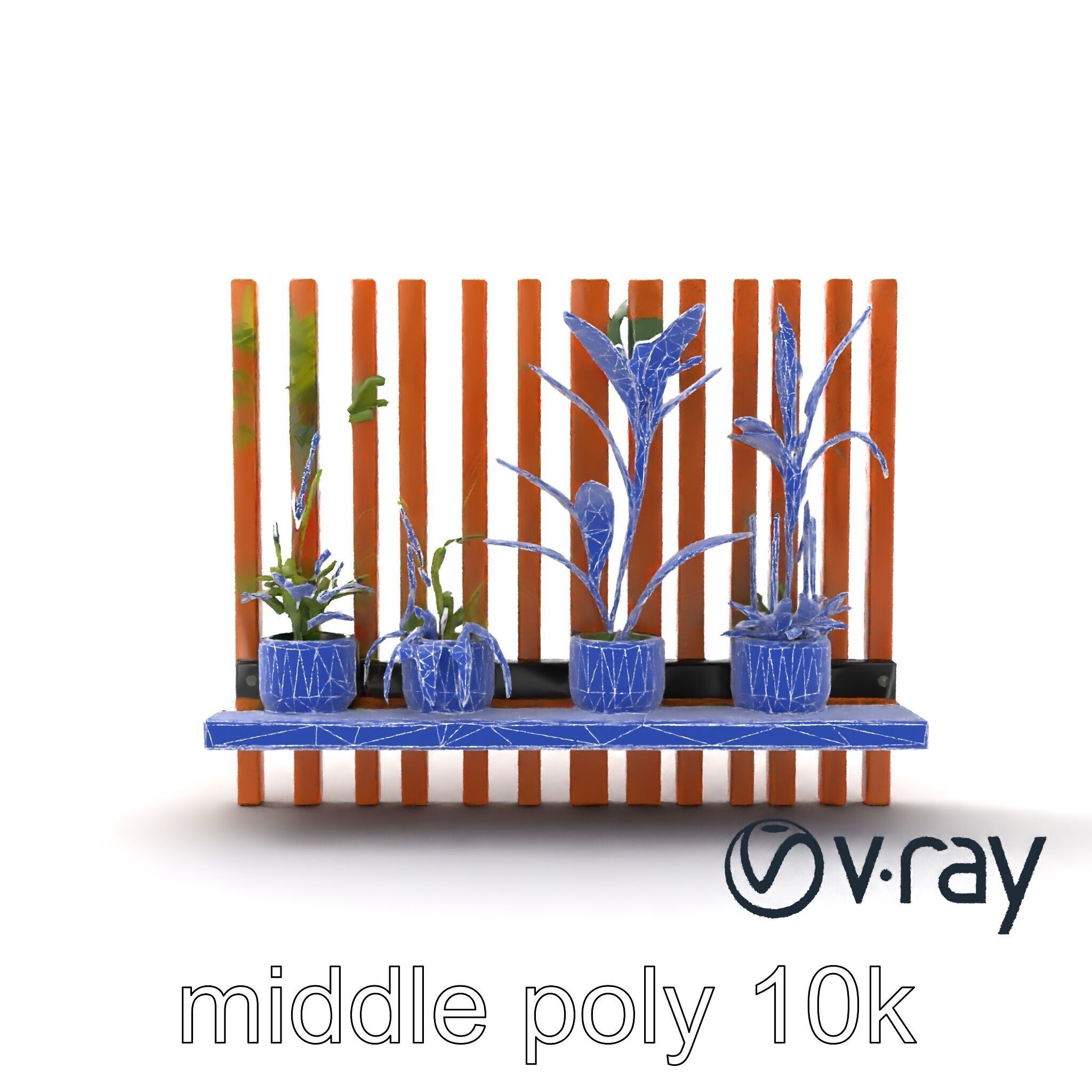 Minimalist Vertical Slat Rails Plant Holder model pack Low-poly 3D model_31
