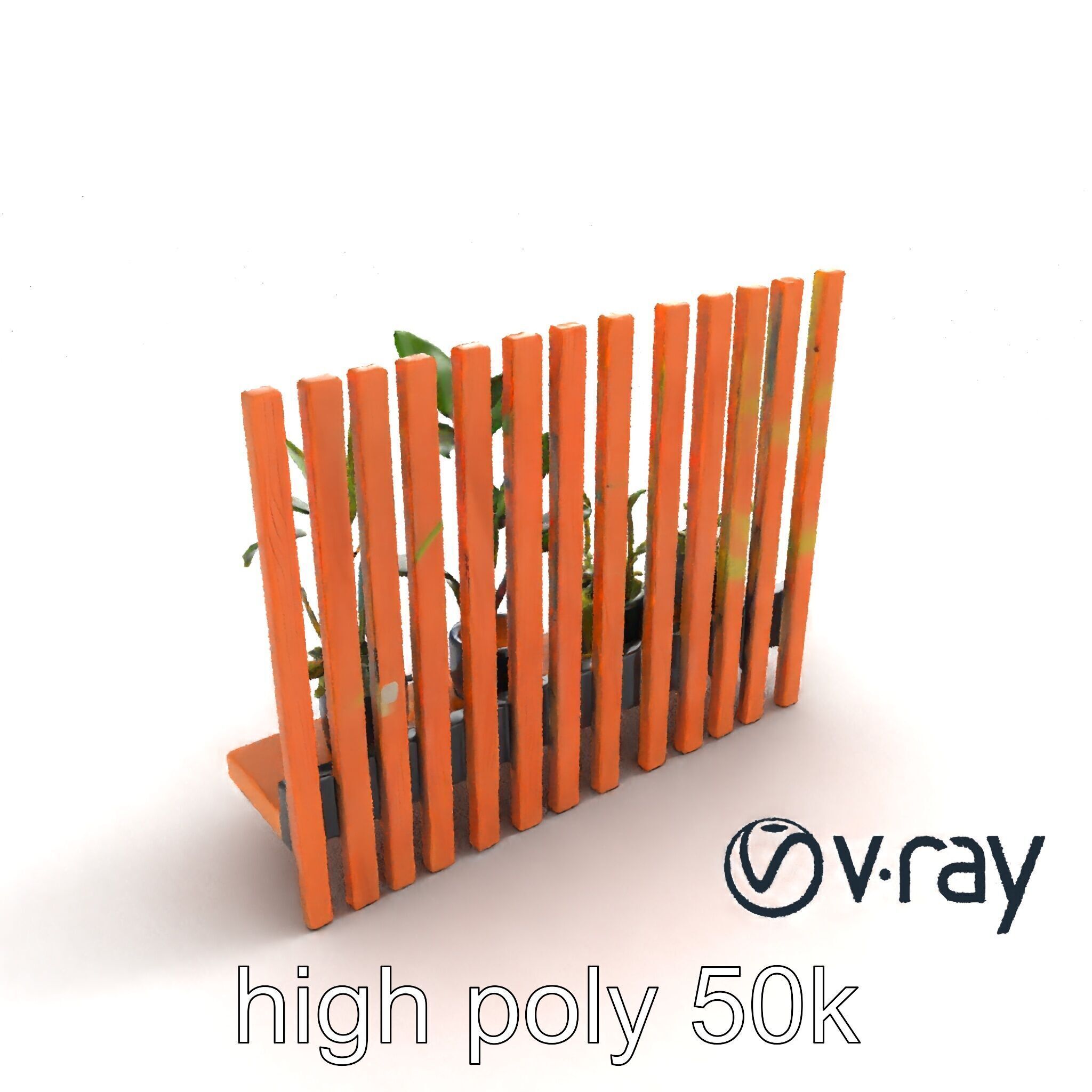 Minimalist Vertical Slat Rails Plant Holder model pack Low-poly 3D model_11