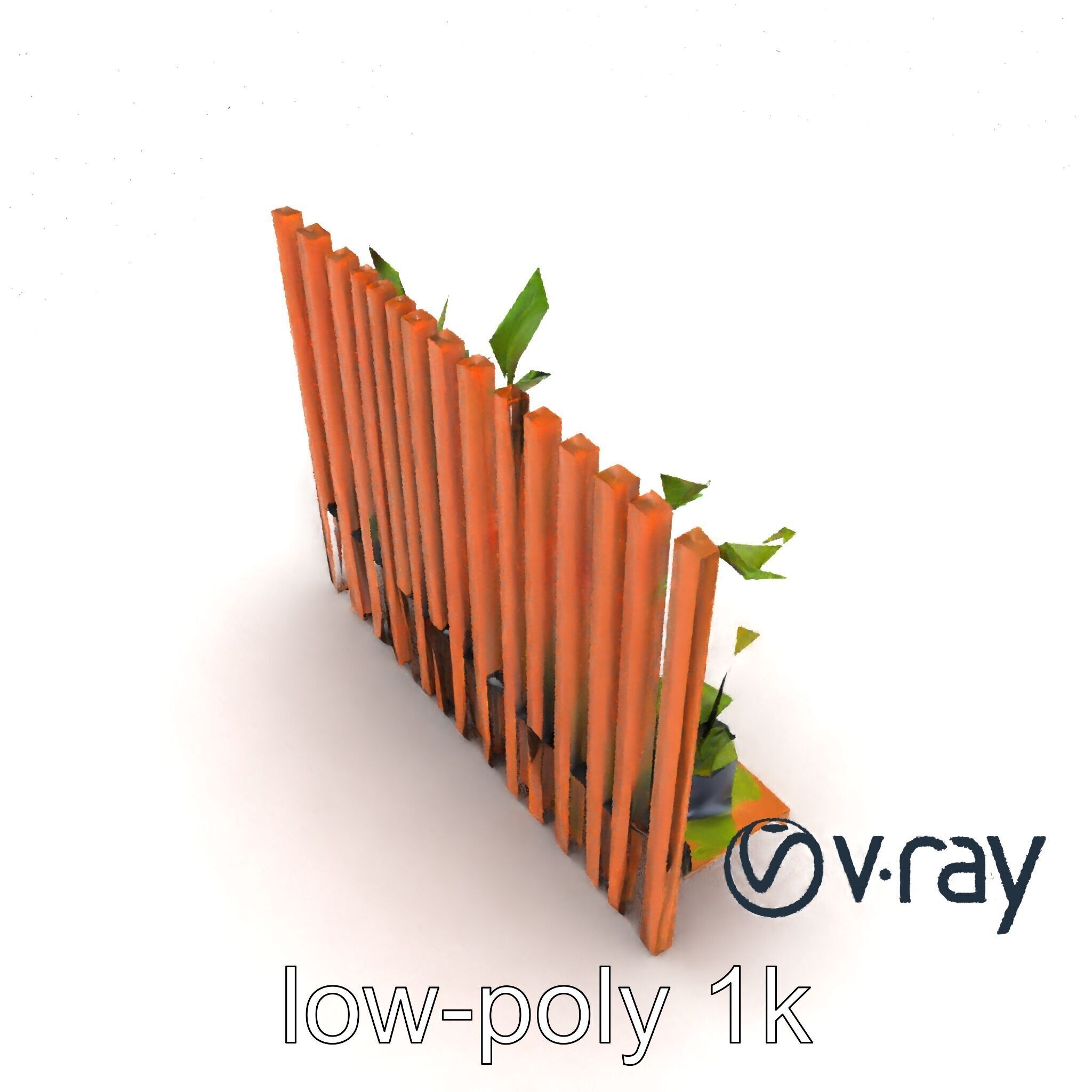 Minimalist Vertical Slat Rails Plant Holder model pack Low-poly 3D model_17