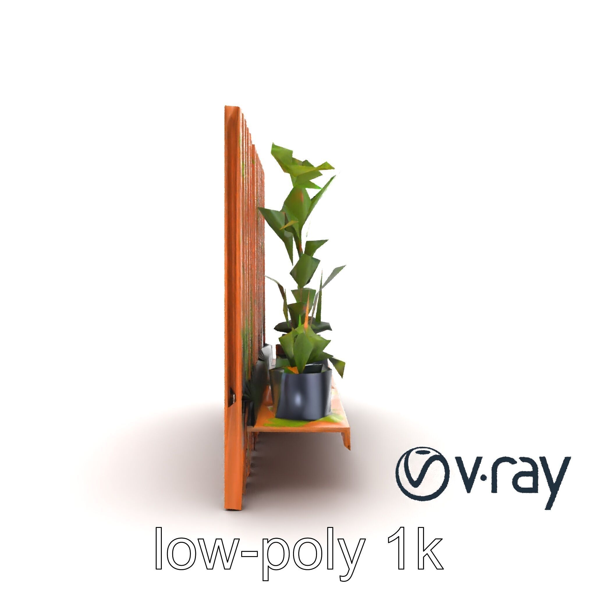 Minimalist Vertical Slat Rails Plant Holder model pack Low-poly 3D model_23