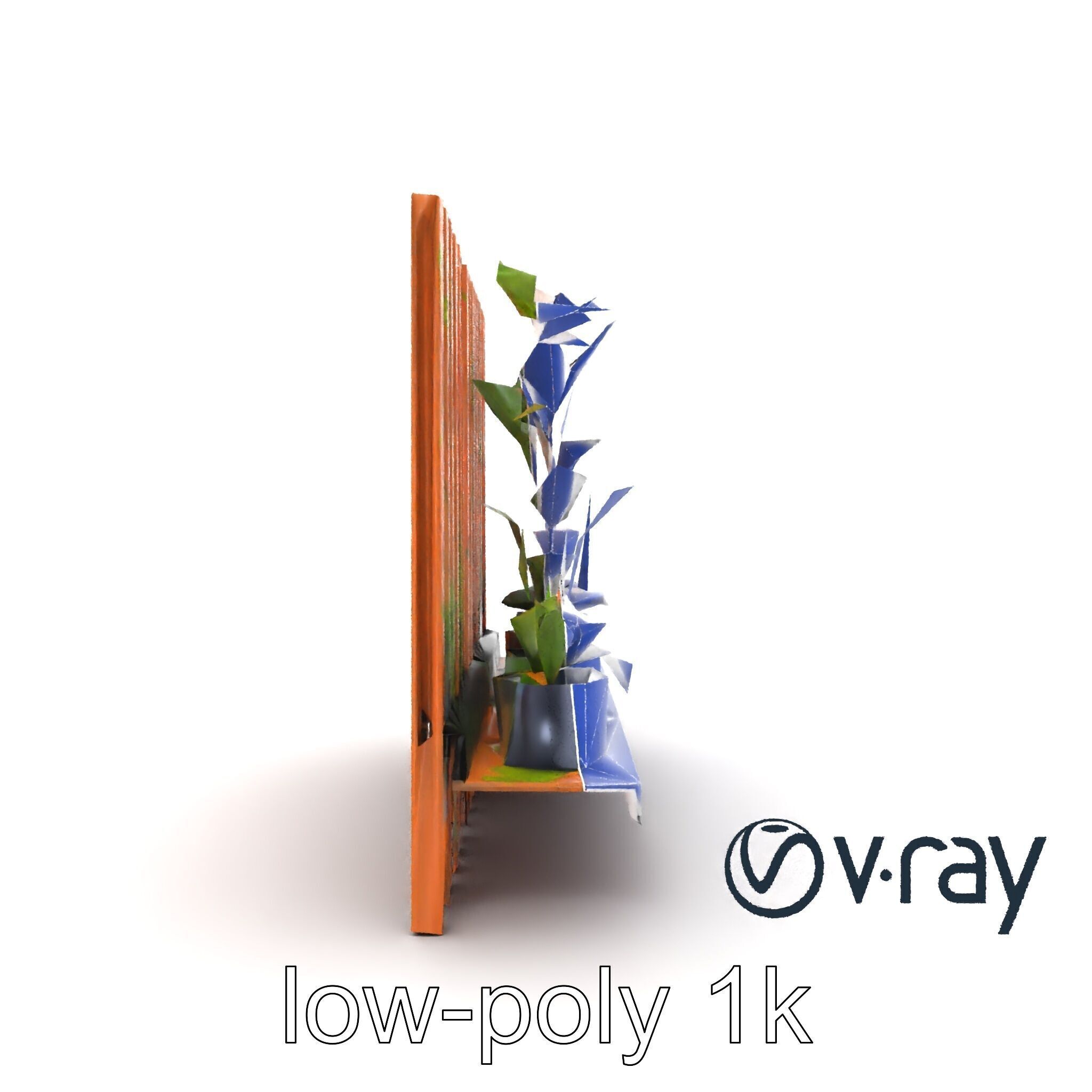 Minimalist Vertical Slat Rails Plant Holder model pack Low-poly 3D model_18