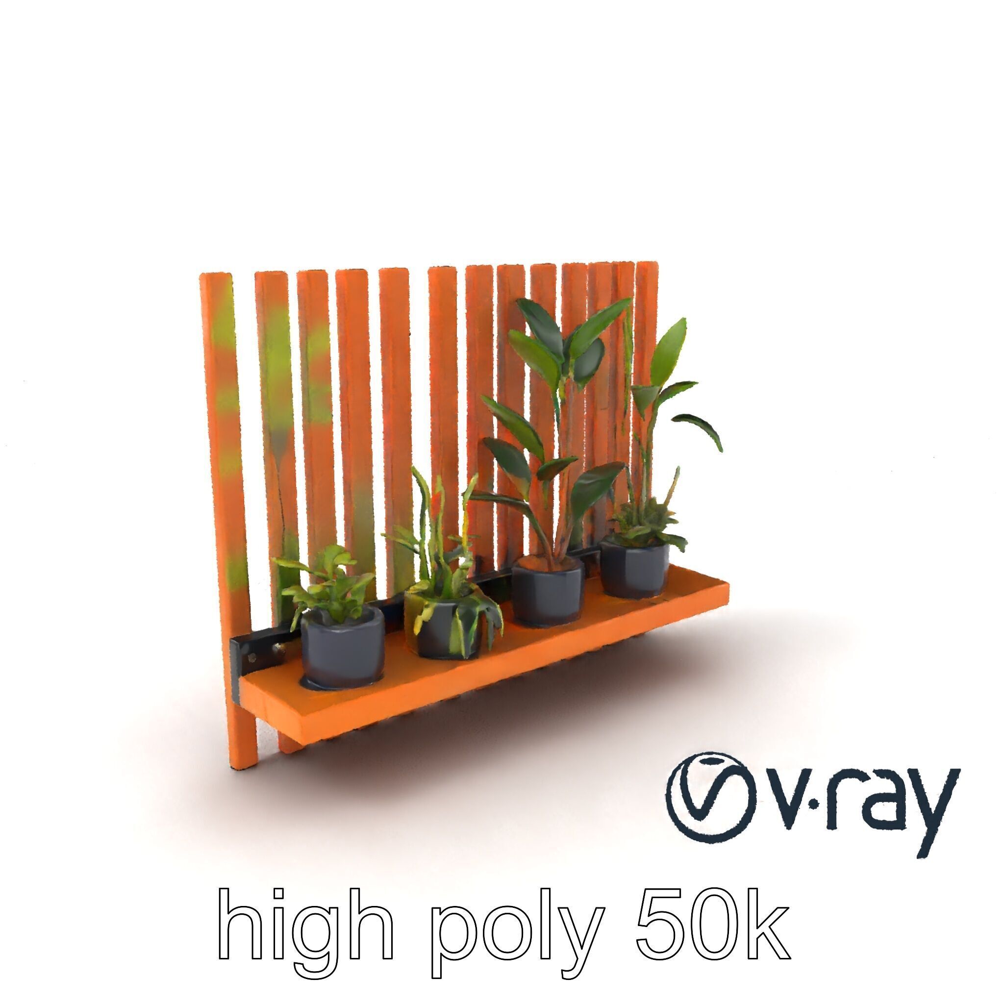 Minimalist Vertical Slat Rails Plant Holder model pack Low-poly 3D model_2