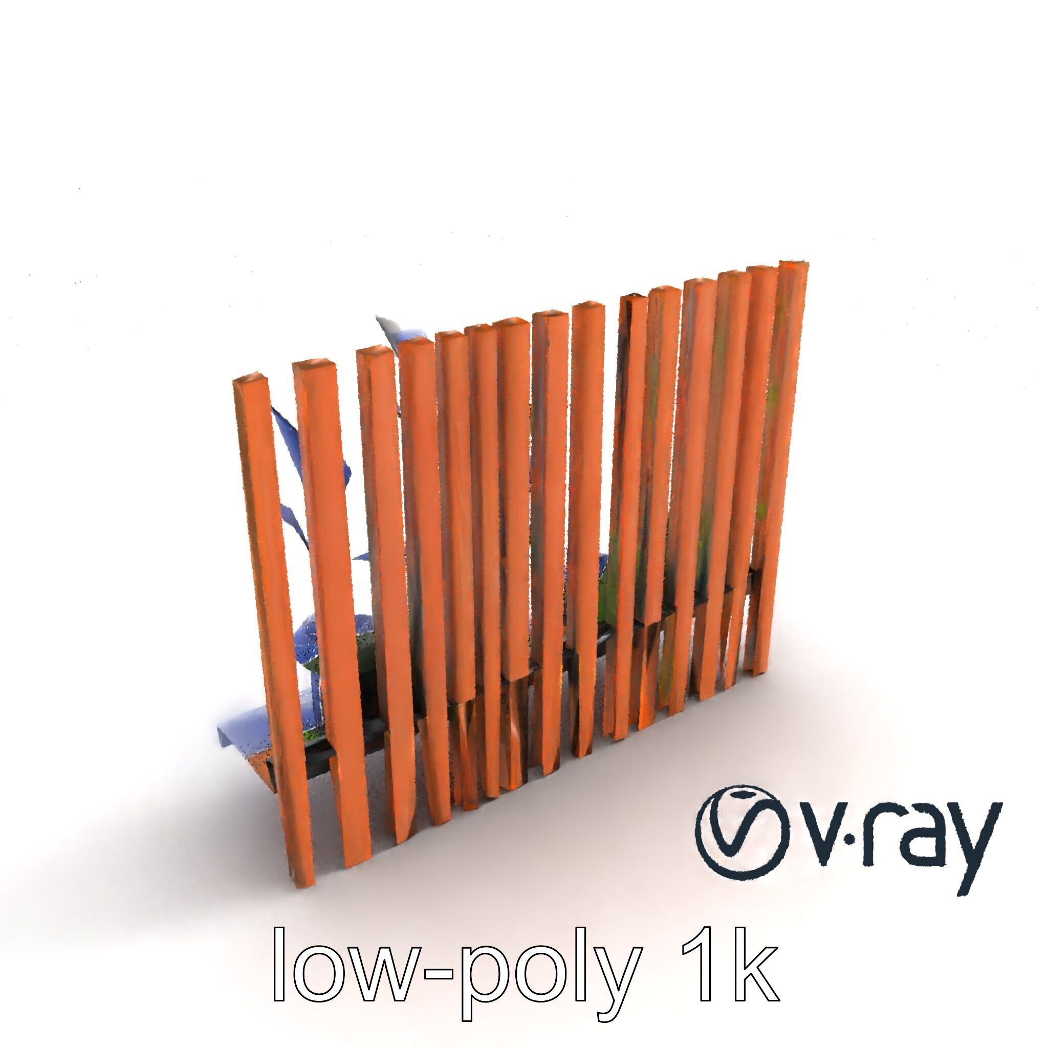 Minimalist Vertical Slat Rails Plant Holder model pack Low-poly 3D model_16