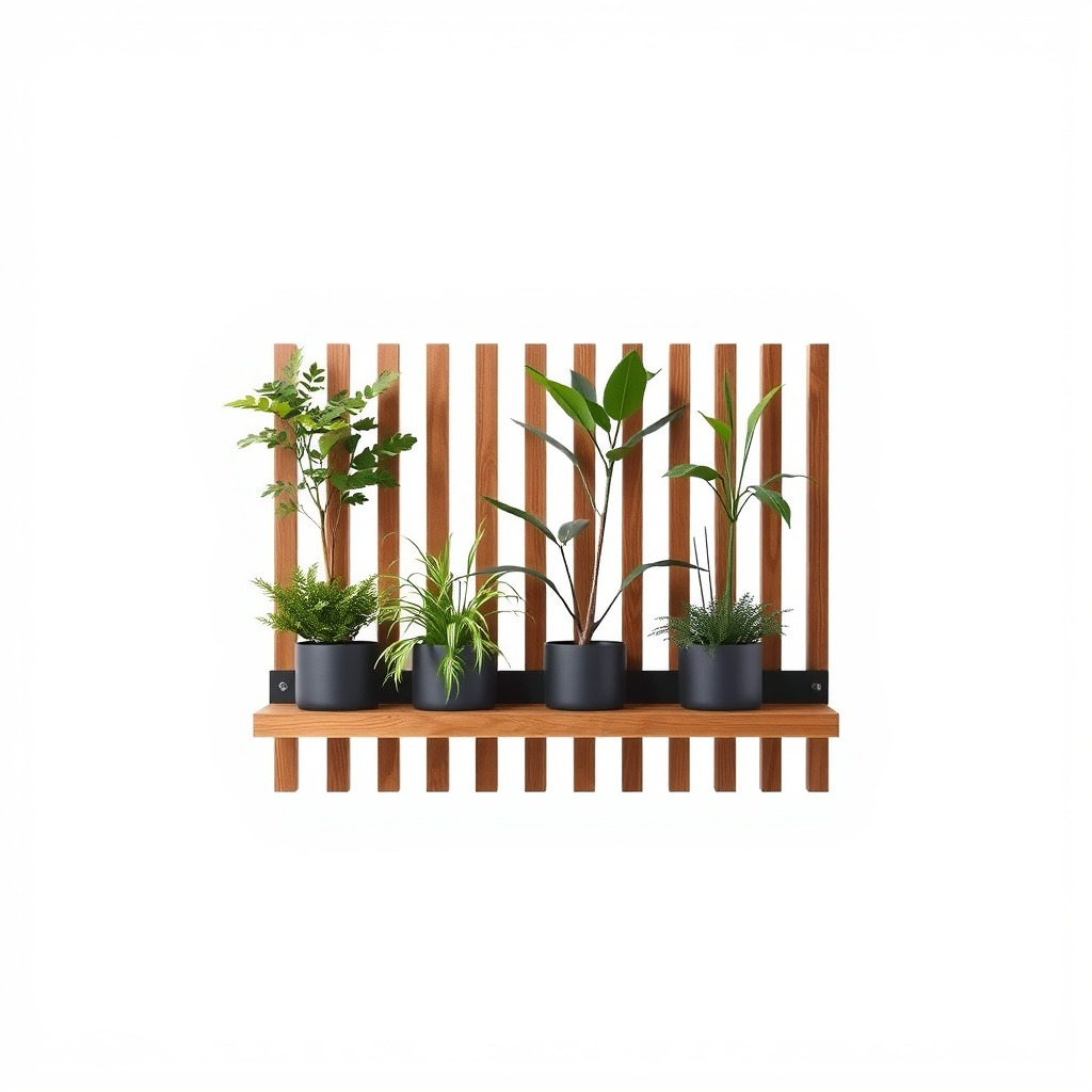 Minimalist Vertical Slat Rails Plant Holder model pack Low-poly 3D model_4