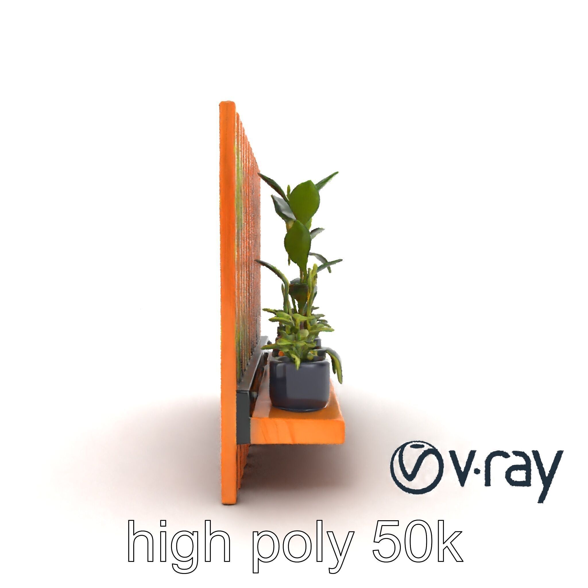 Minimalist Vertical Slat Rails Plant Holder model pack Low-poly 3D model_30