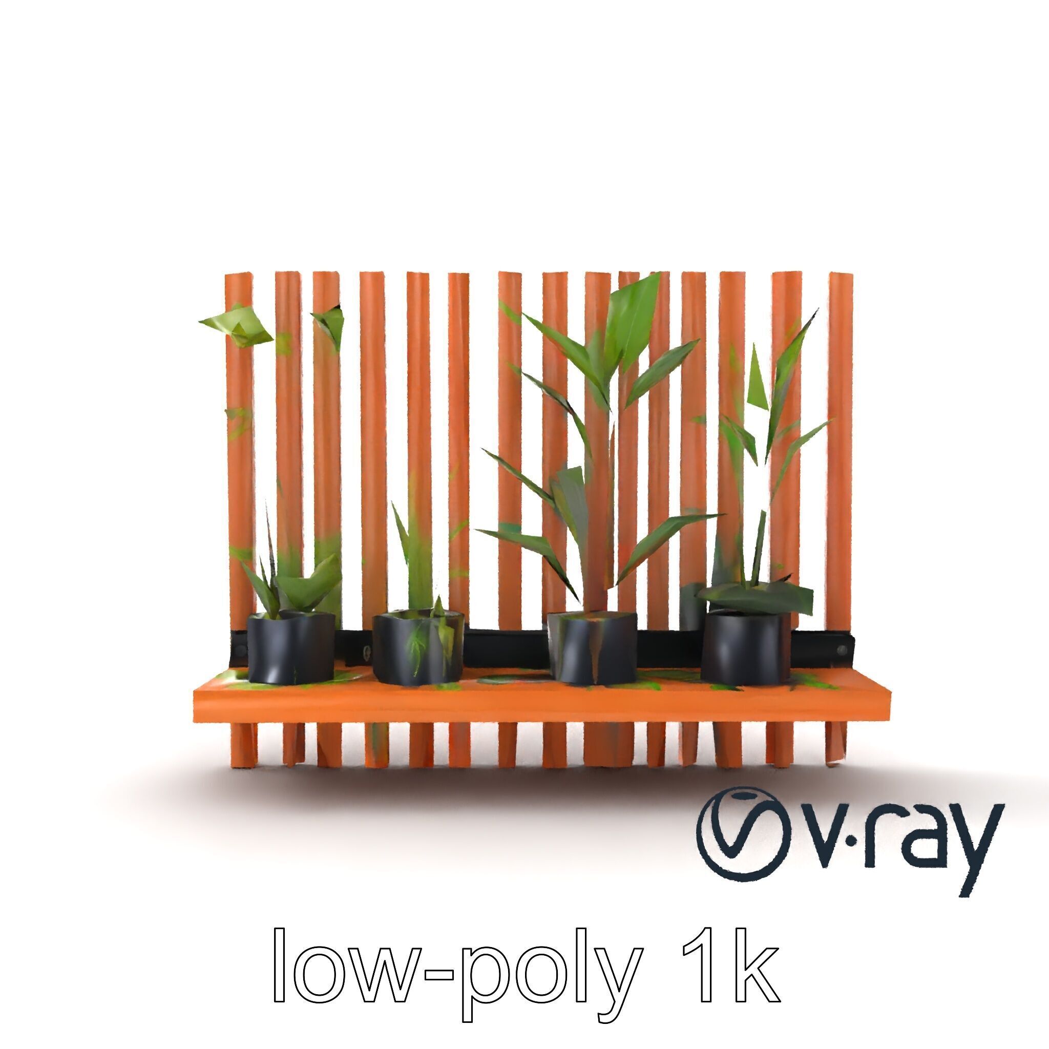 Minimalist Vertical Slat Rails Plant Holder model pack Low-poly 3D model_24