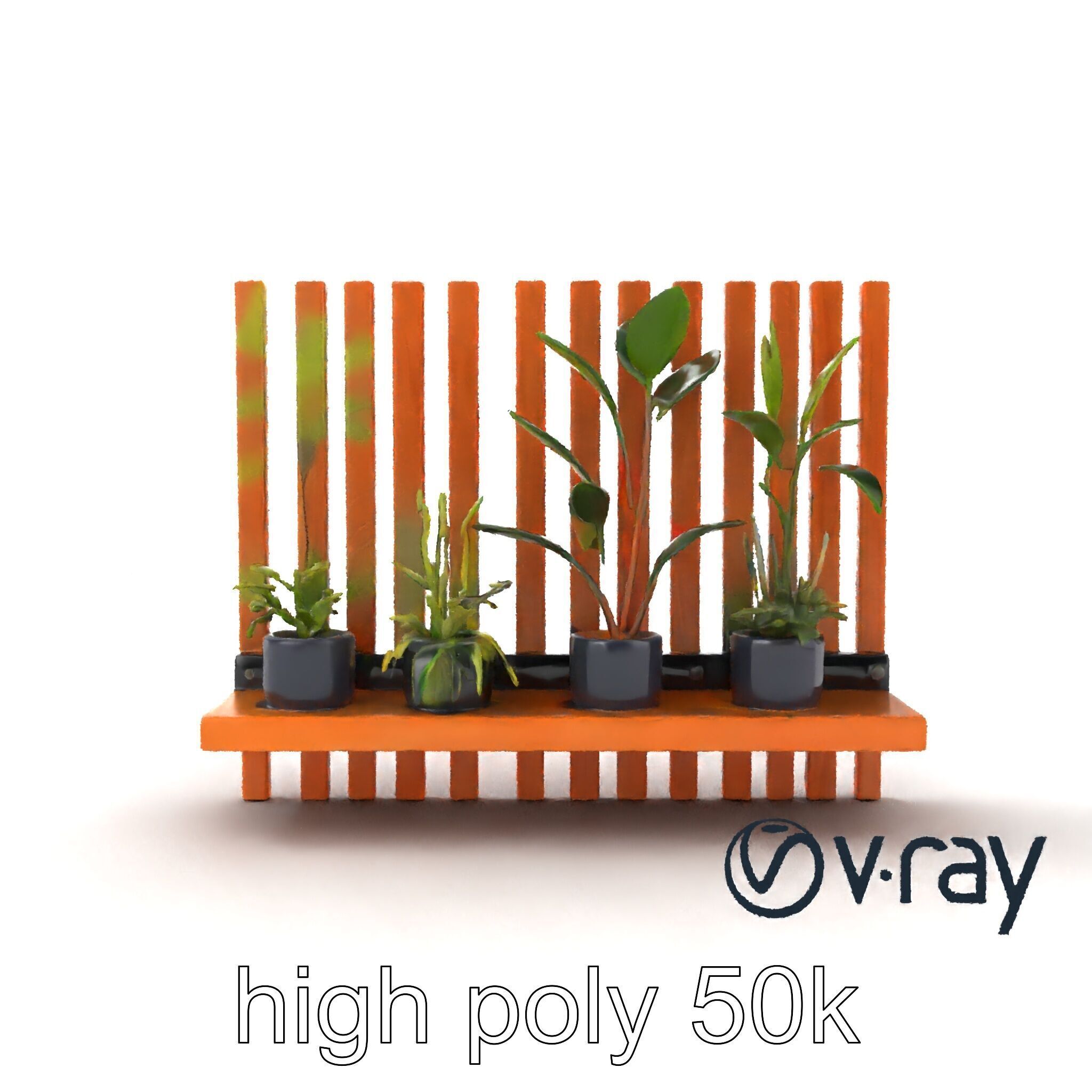 Minimalist Vertical Slat Rails Plant Holder model pack Low-poly 3D model_28