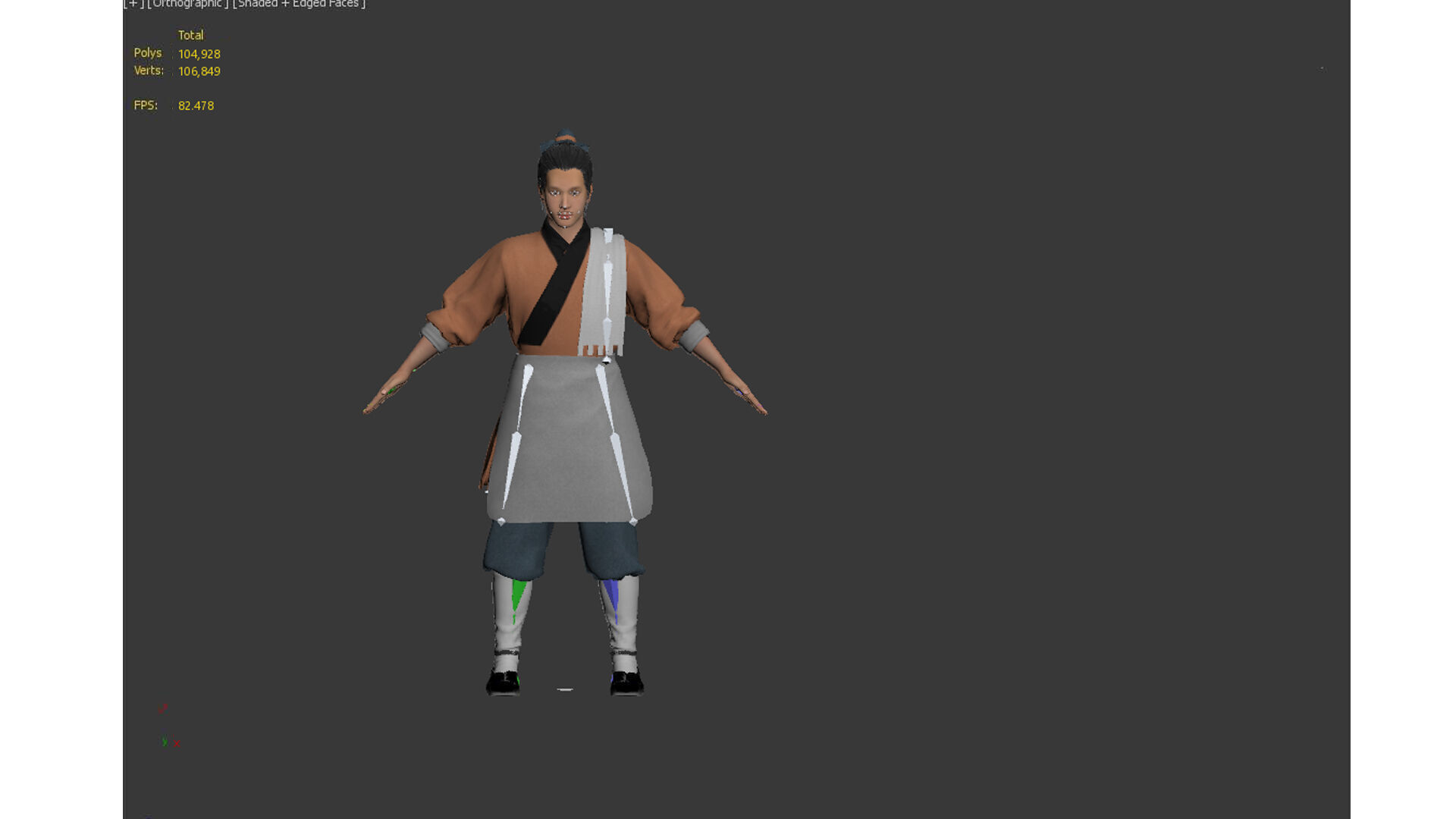 ancient china farmer character Low-poly 3D model_12