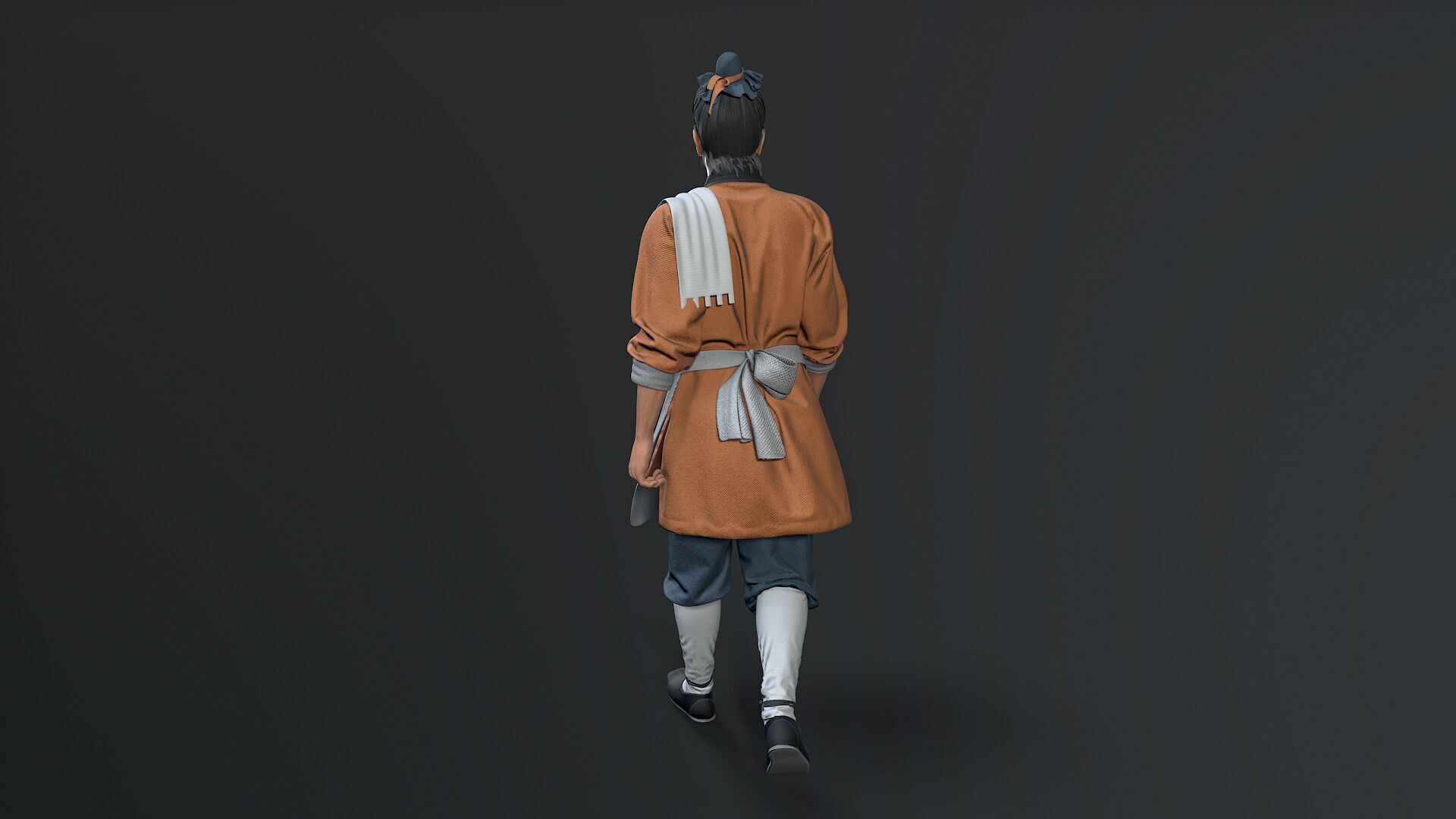 ancient china farmer character Low-poly 3D model_7
