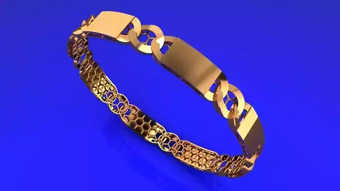 5017 Chunky Cubic Chain Link Gold Bangle For CNC Work 13gm