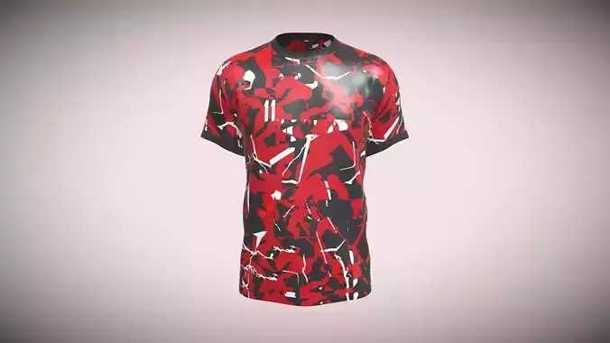 Soccer Red And Ash Color Jersey Player-11 In Low Poly