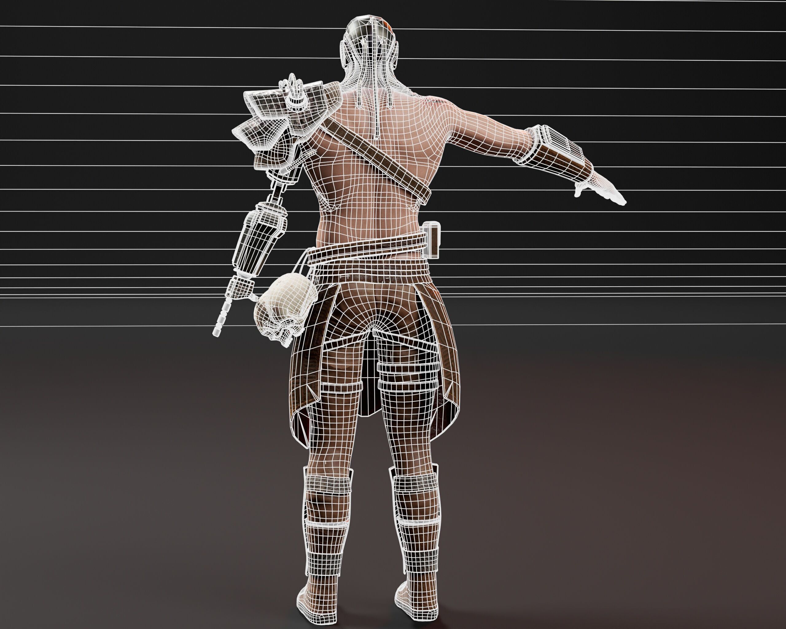 Sci-Fi Character - Cyber Warrior  Low-poly 3D model_23
