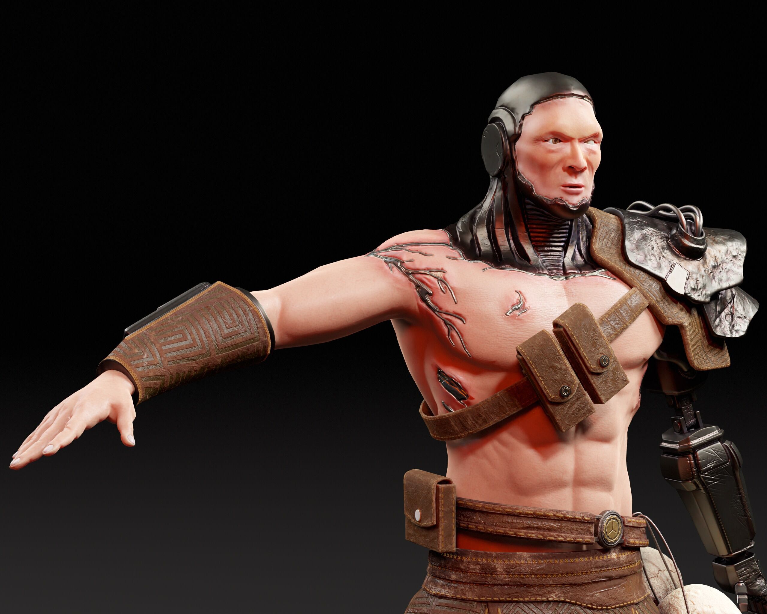 Sci-Fi Character - Cyber Warrior  Low-poly 3D model_12