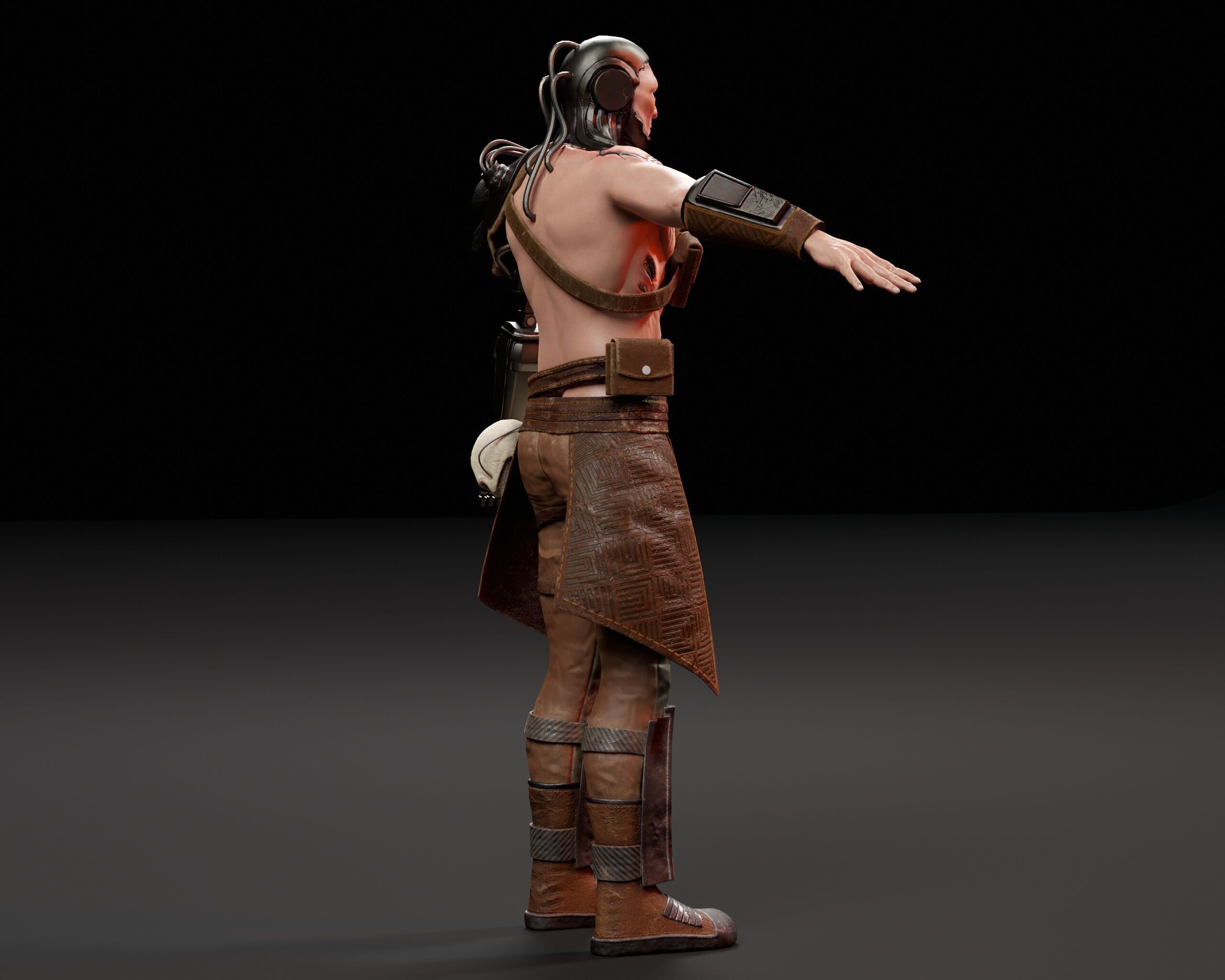 Sci-Fi Character - Cyber Warrior  Low-poly 3D model_26