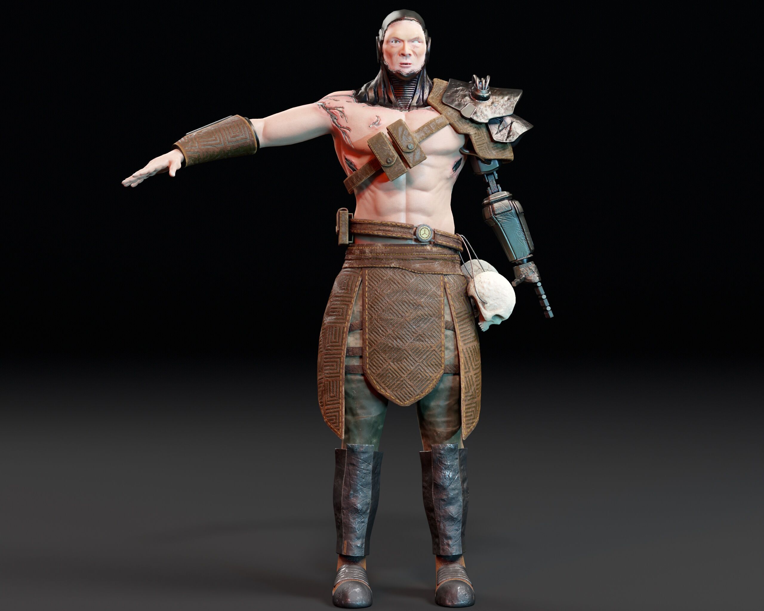 Sci-Fi Character - Cyber Warrior  Low-poly 3D model_4