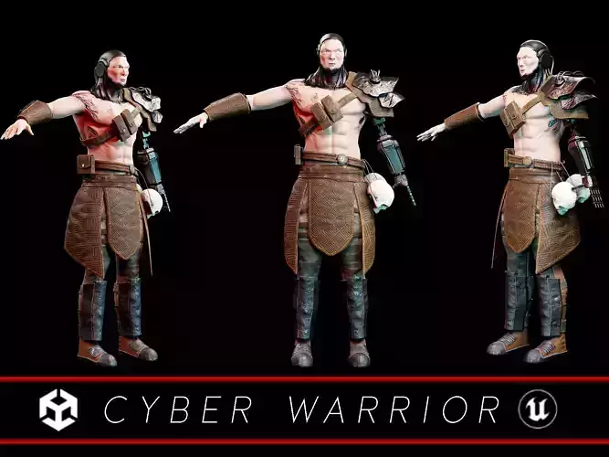 Sci-Fi Character - Cyber Warrior  Low-poly 3D model