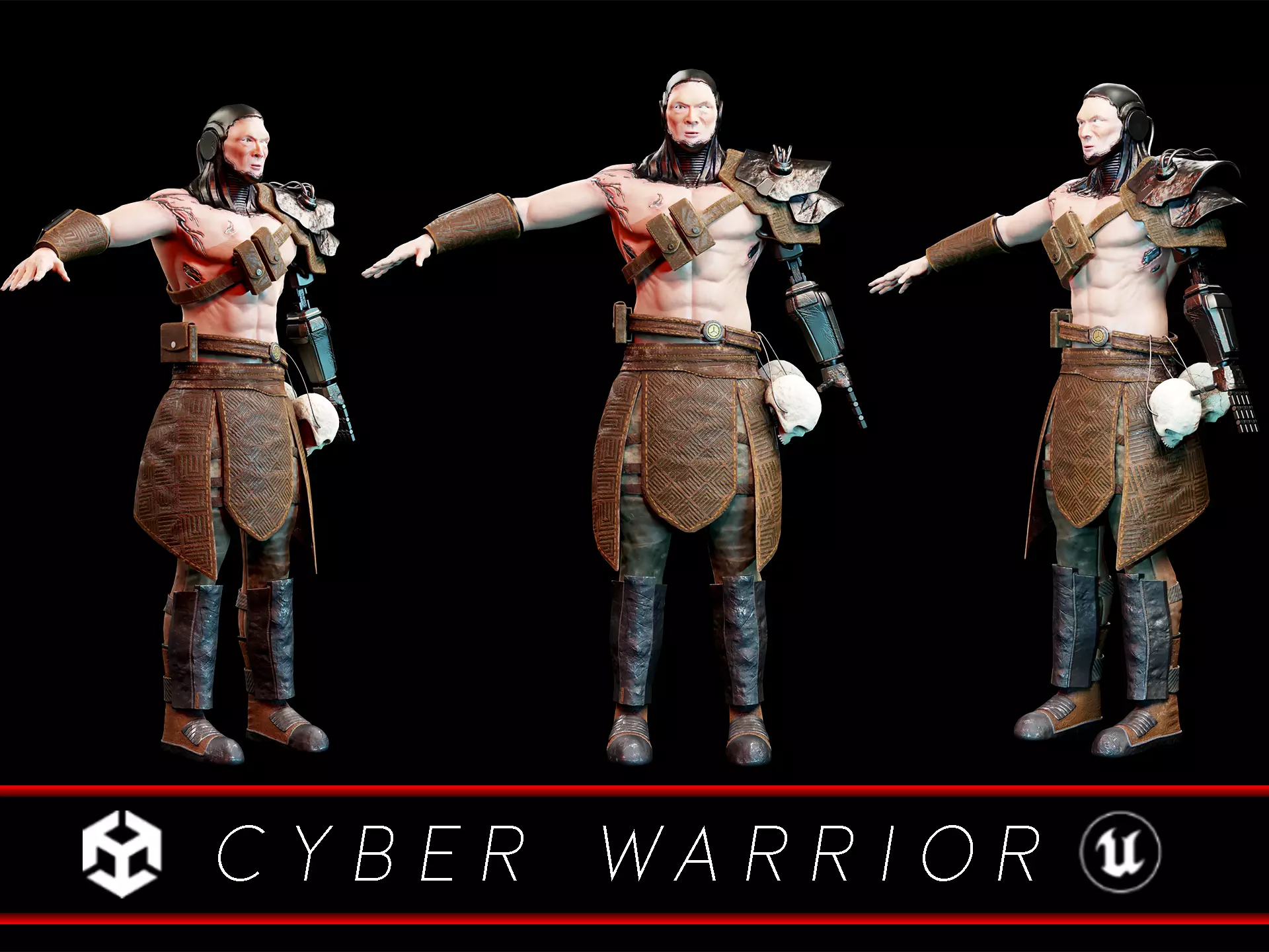 Sci-Fi Character - Cyber Warrior  Low-poly 3D model_0