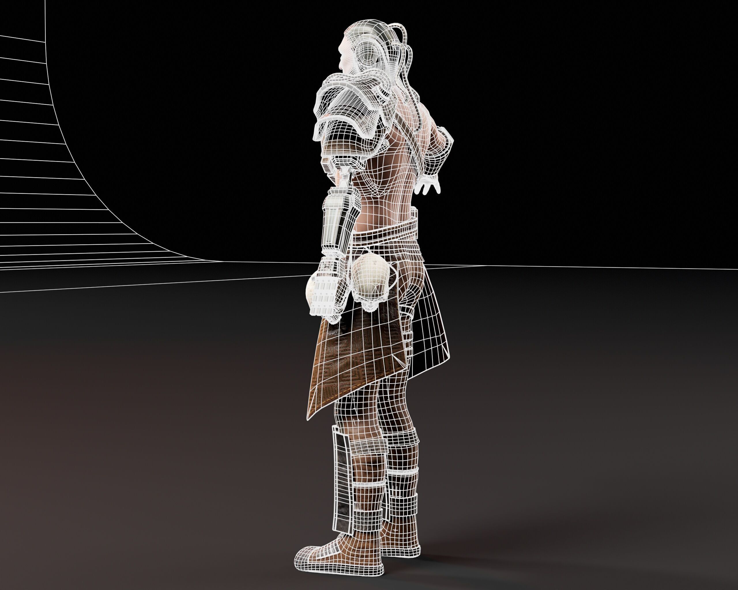 Sci-Fi Character - Cyber Warrior  Low-poly 3D model_25