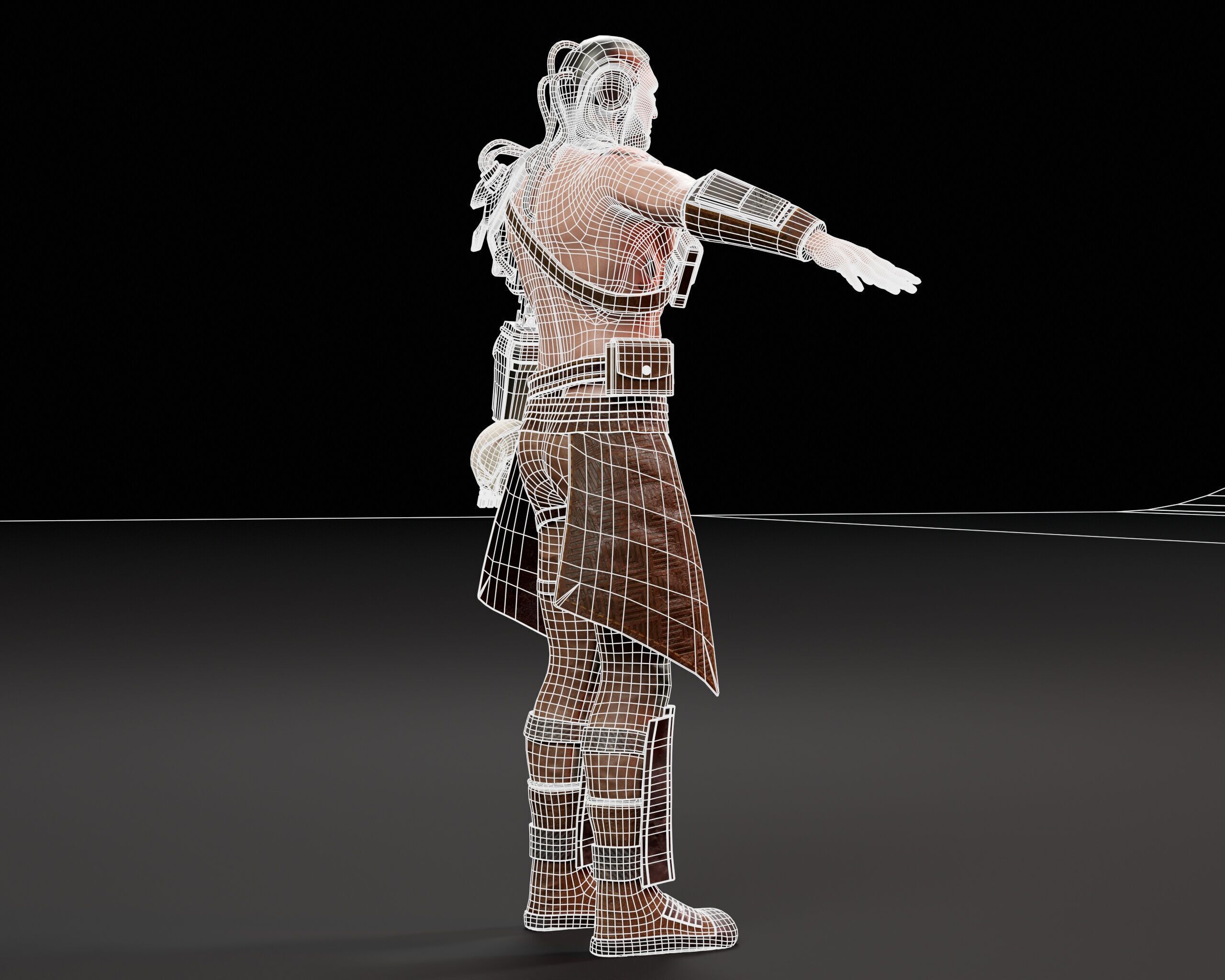 Sci-Fi Character - Cyber Warrior  Low-poly 3D model_27