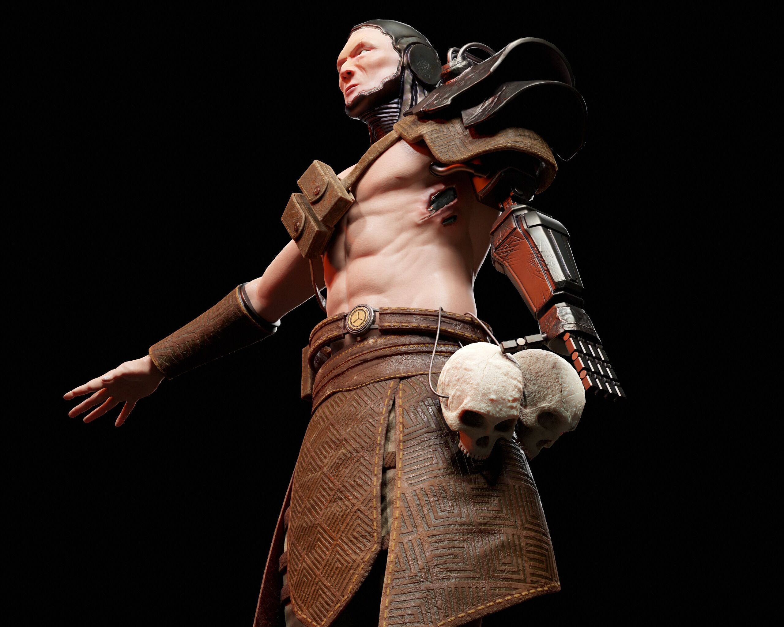 Sci-Fi Character - Cyber Warrior  Low-poly 3D model_8