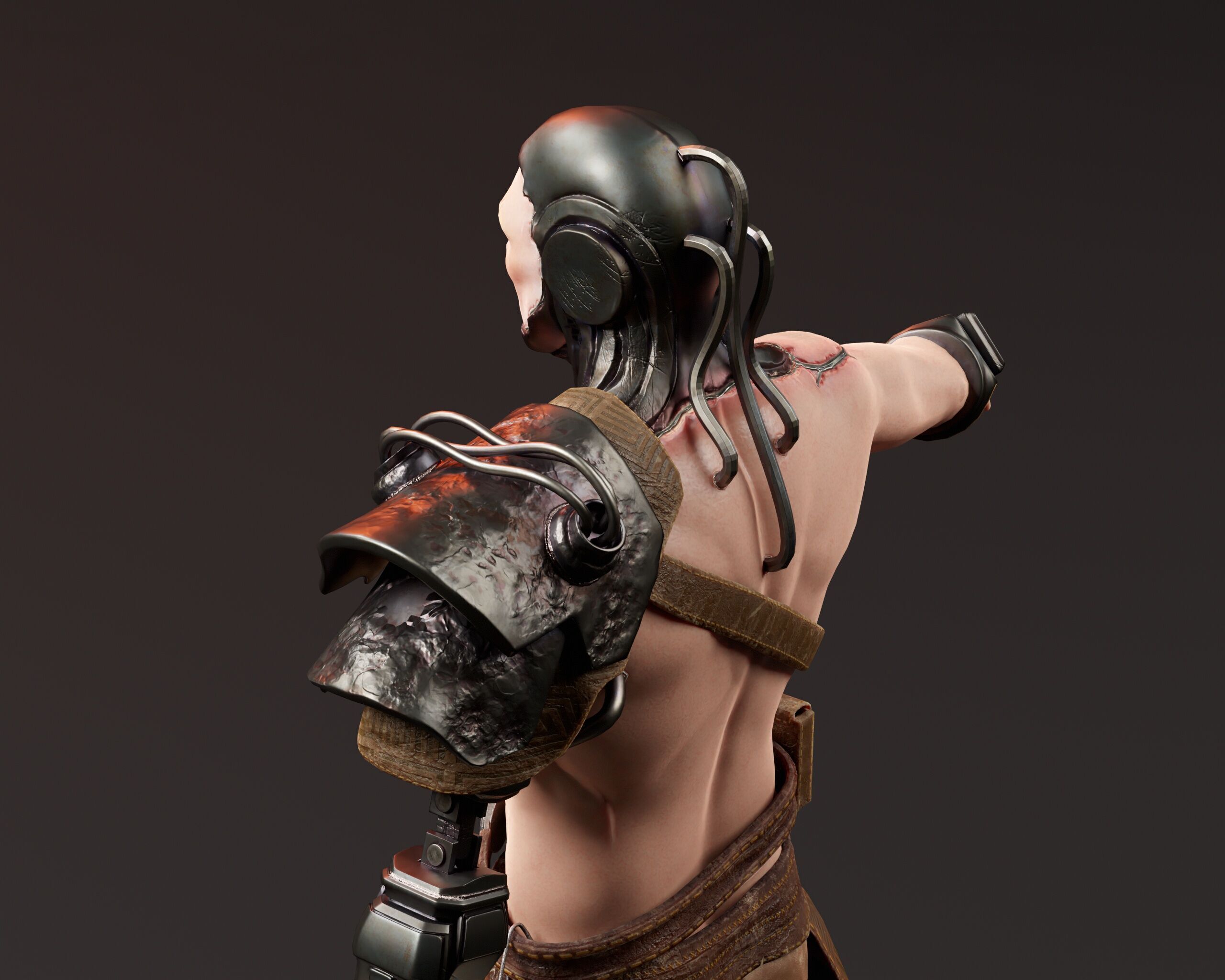 Sci-Fi Character - Cyber Warrior  Low-poly 3D model_16