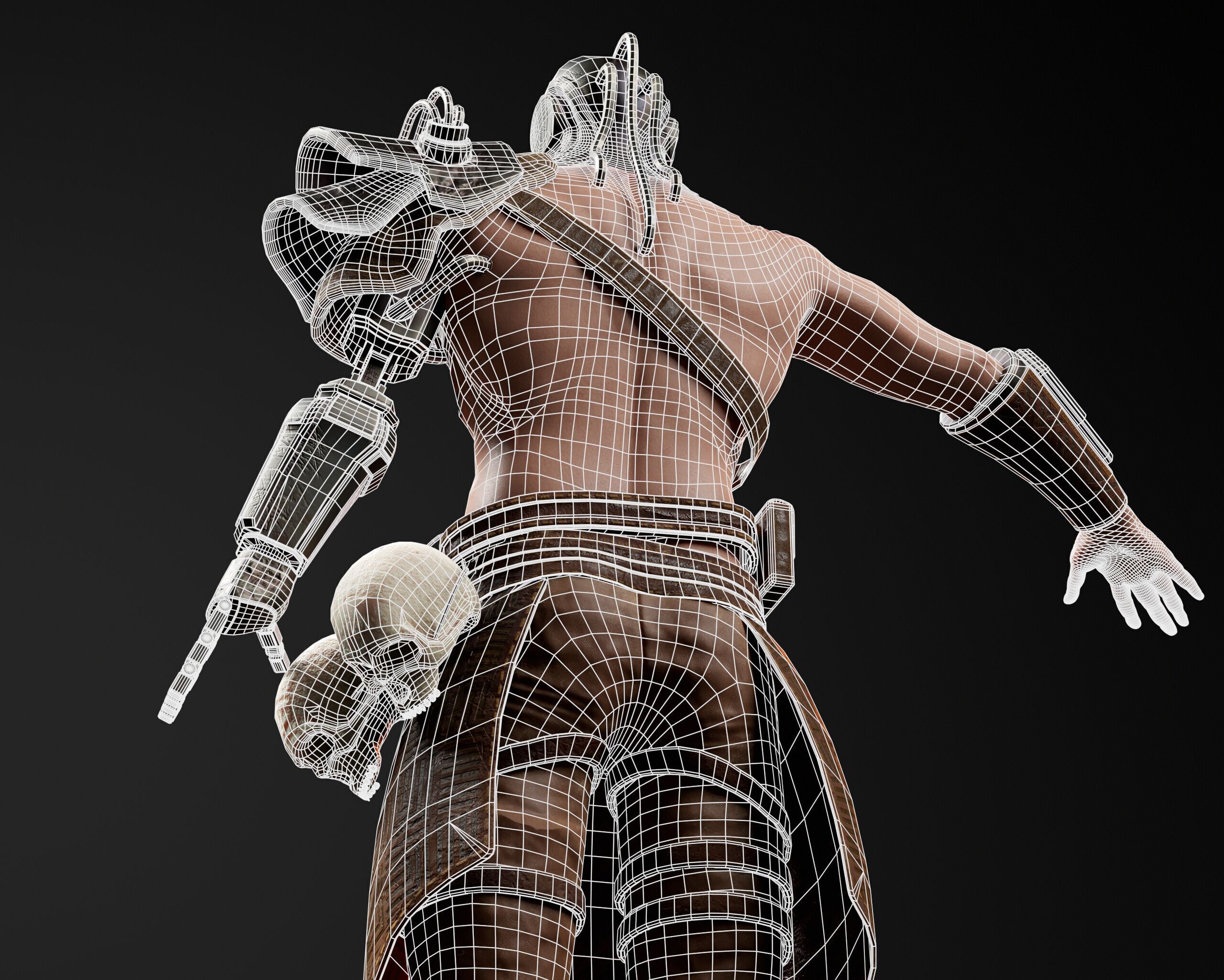 Sci-Fi Character - Cyber Warrior  Low-poly 3D model_21