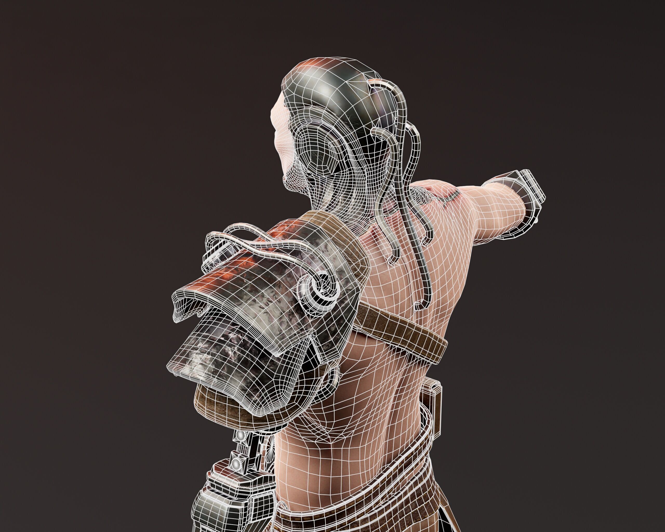 Sci-Fi Character - Cyber Warrior  Low-poly 3D model_17