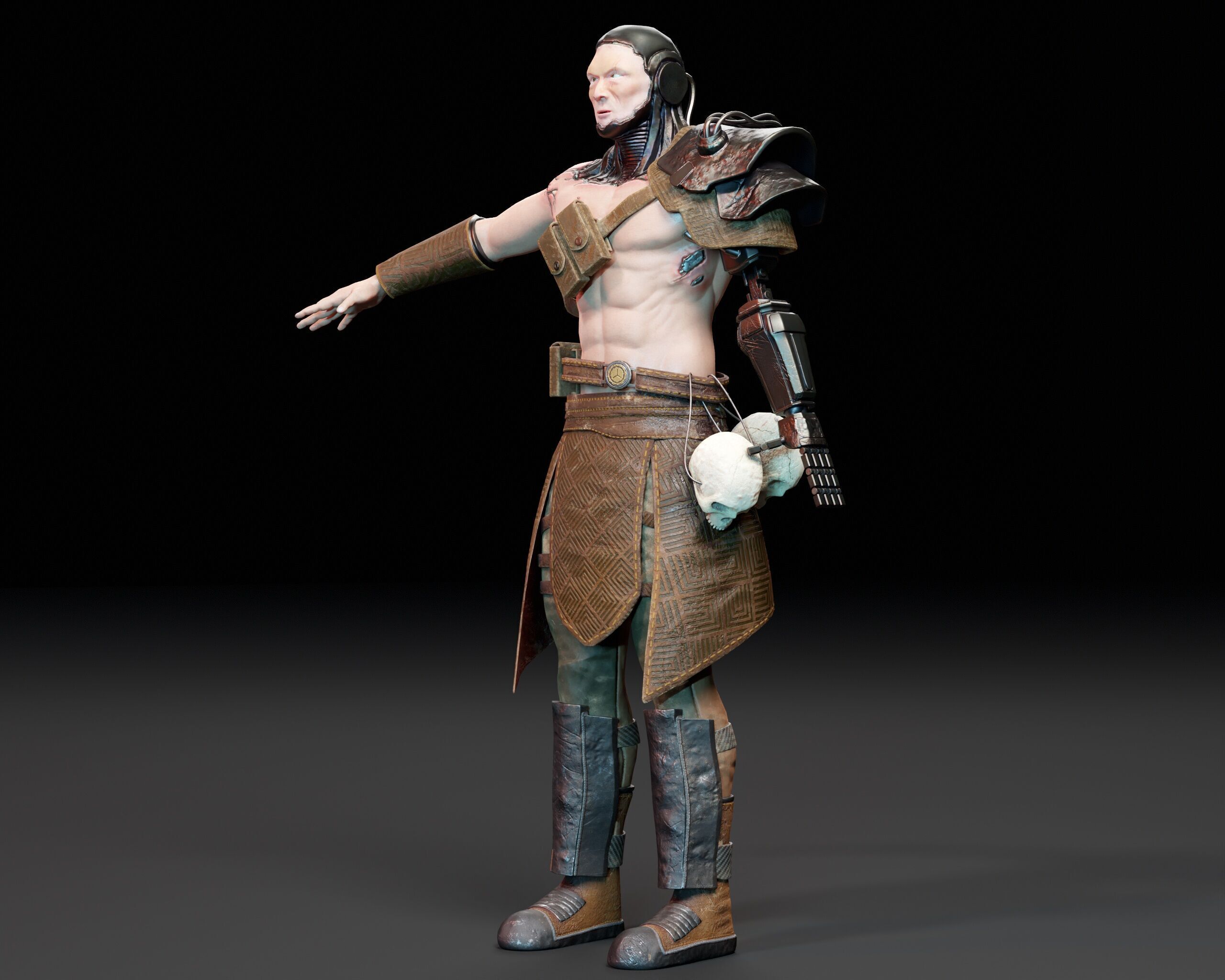 Sci-Fi Character - Cyber Warrior  Low-poly 3D model_6
