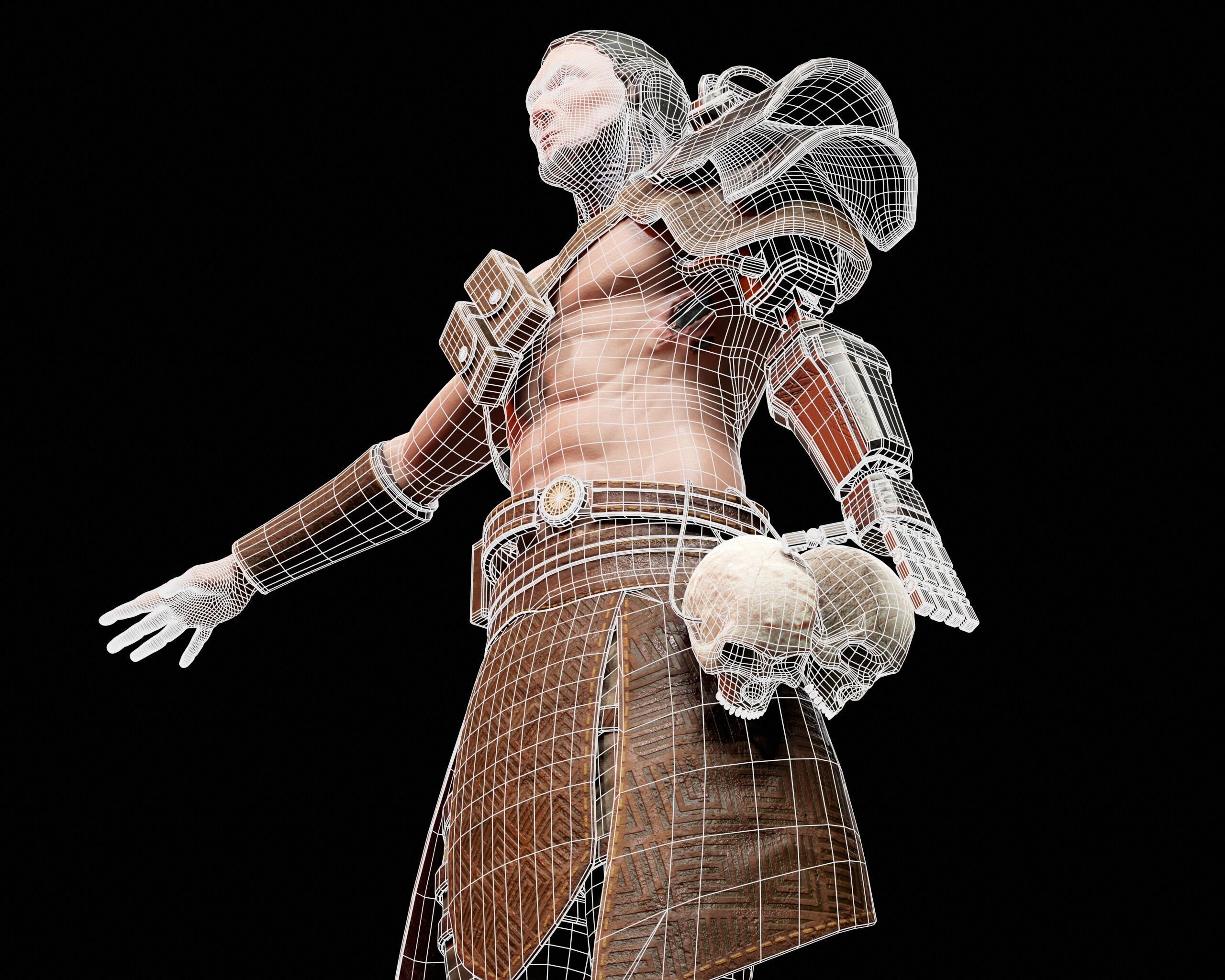 Sci-Fi Character - Cyber Warrior  Low-poly 3D model_9