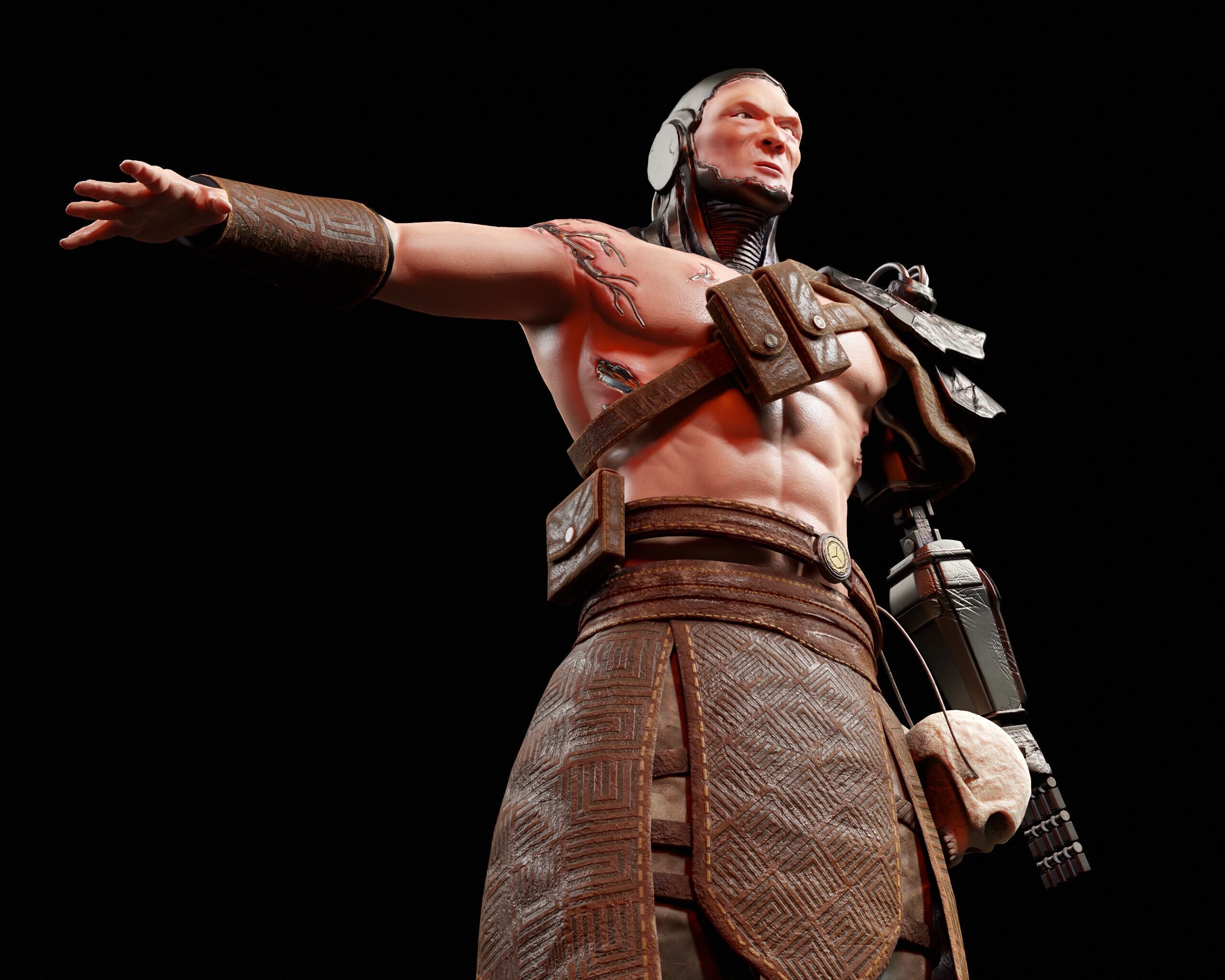 Sci-Fi Character - Cyber Warrior  Low-poly 3D model_10