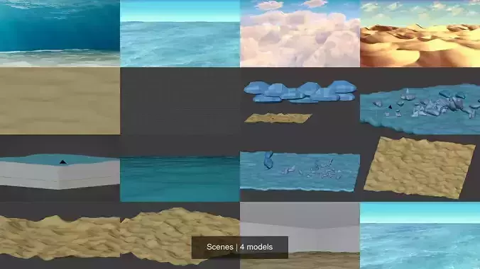 Scenes -- Ocean - Underwater - Desert - Sky - Cloud 3D Model Collection