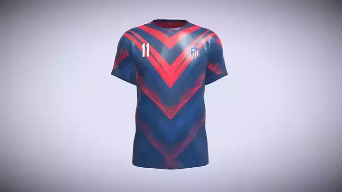 Soccer Red And Blue Football Jersey Player 11 In Low Poly