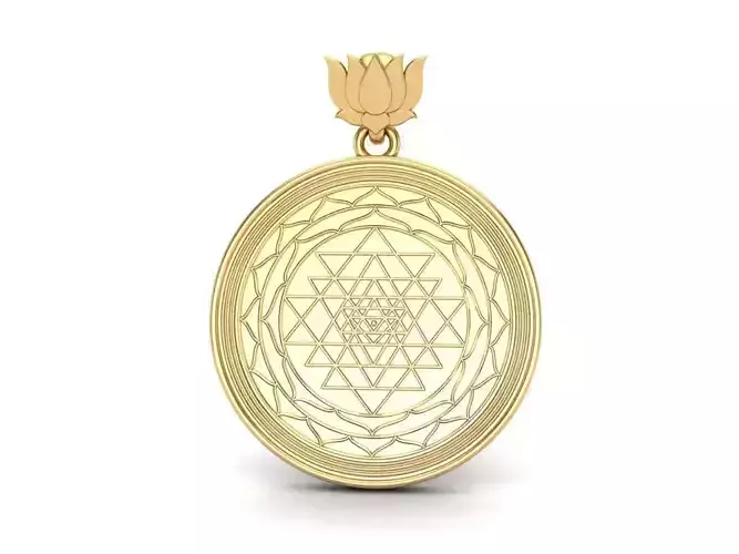 GOLD Shree Yantra Pendant - 240416 3D print model