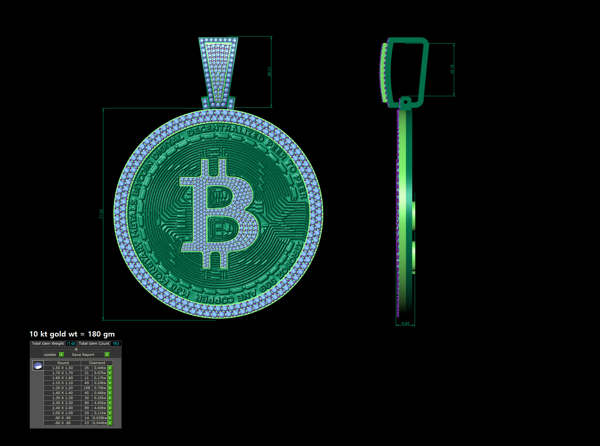 Bitcoin Pendant 3D print model 3D print model_2