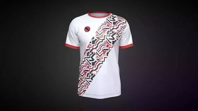 Soccer Red And White Jersey Player-11 In Low Poly