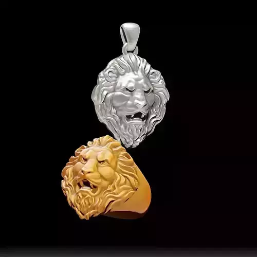 Free Lion Ring Pendant Collection Free 3D print model