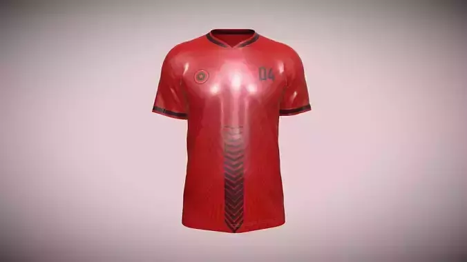Soccer Red Jersey Player-04 In Low Poly