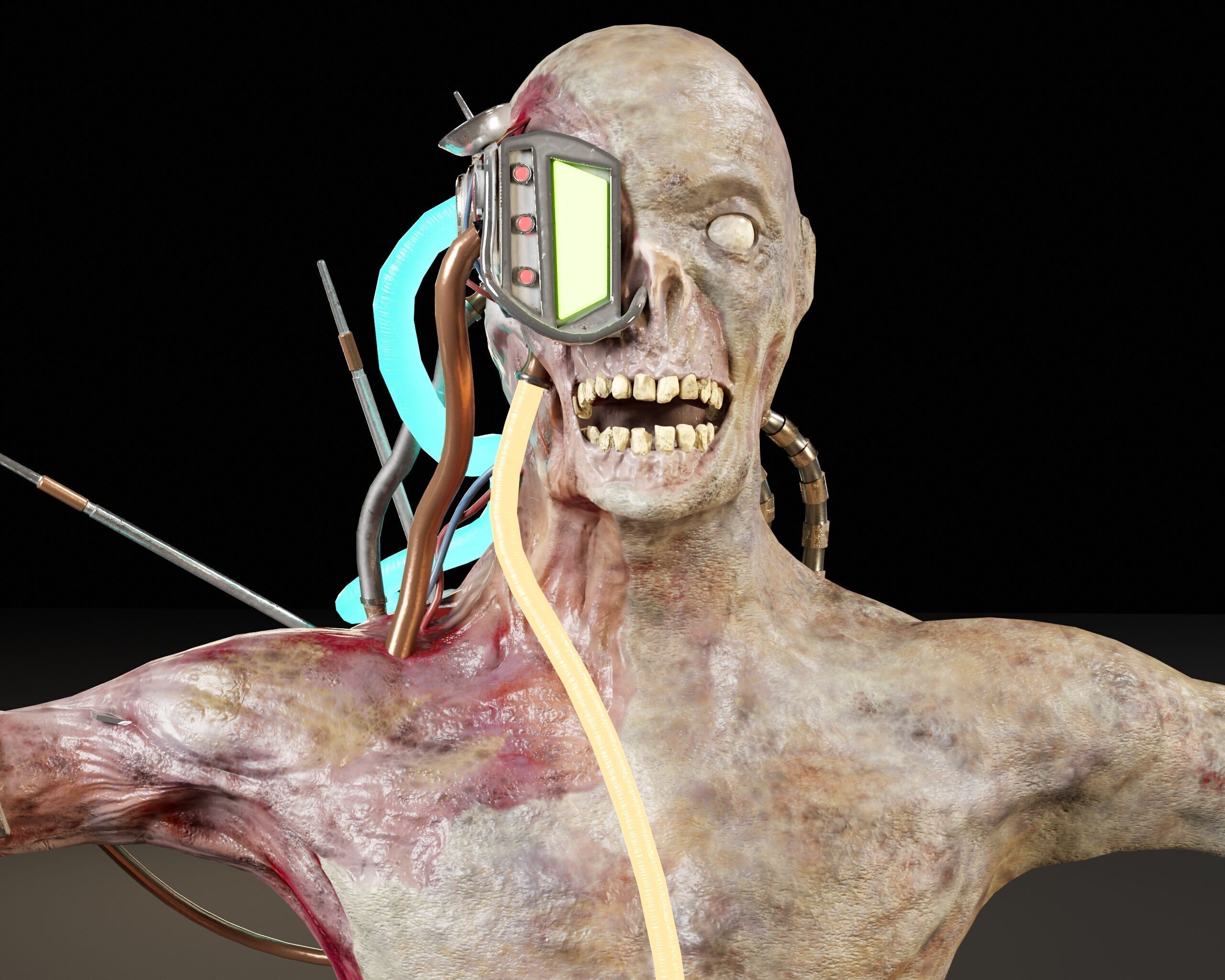 Sci-Fi Character - Zombie Cyborg Low-poly 3D model_14