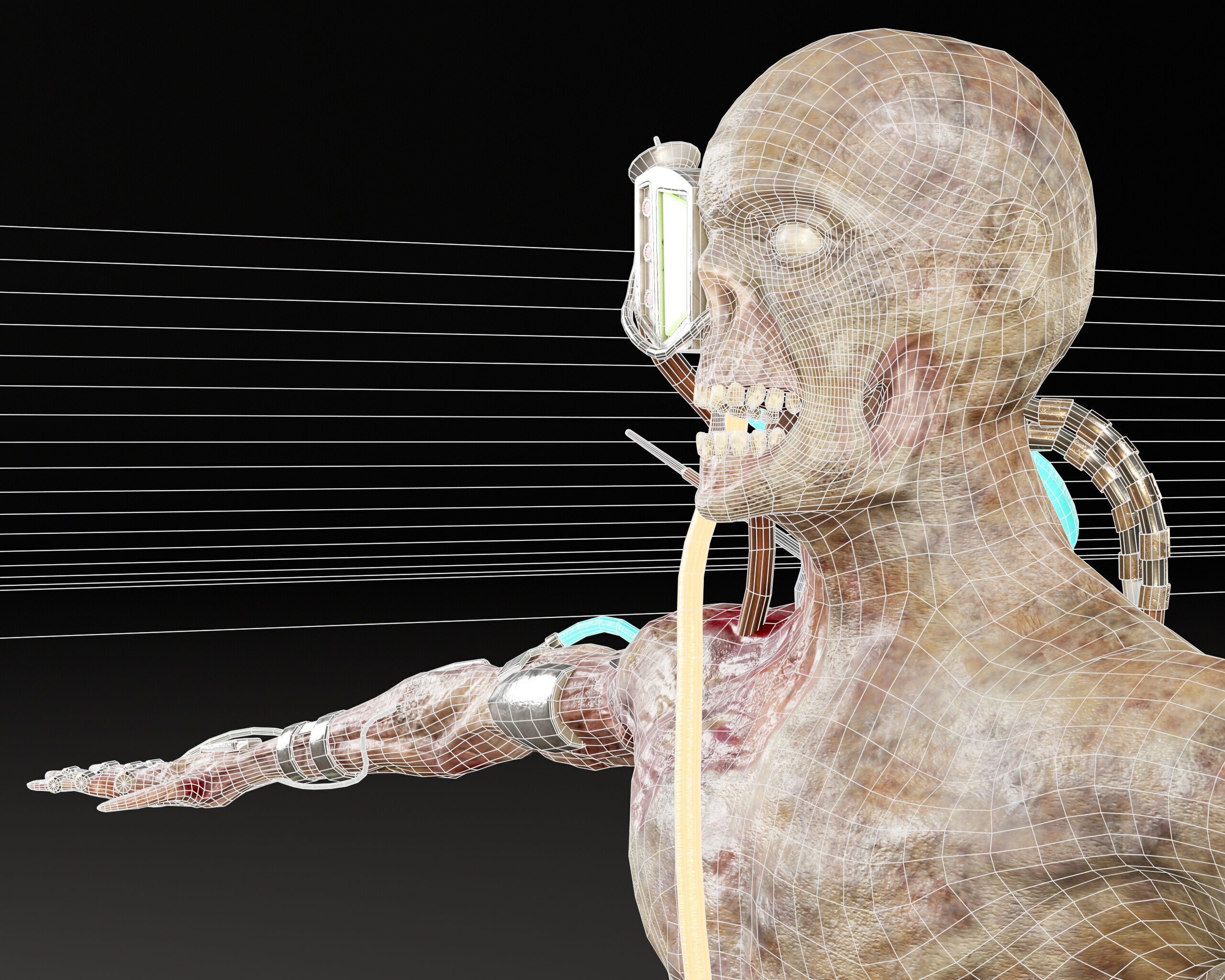 Sci-Fi Character - Zombie Cyborg Low-poly 3D model_17