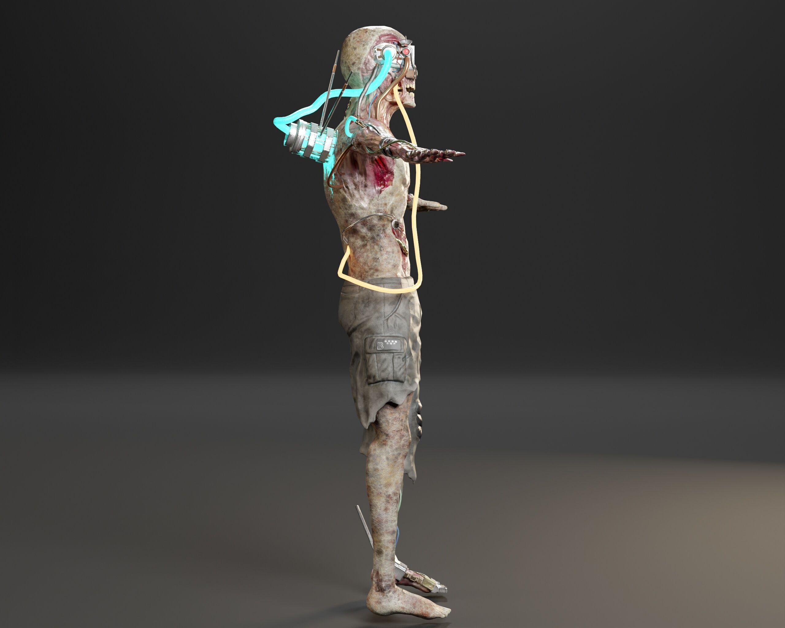Sci-Fi Character - Zombie Cyborg Low-poly 3D model_6