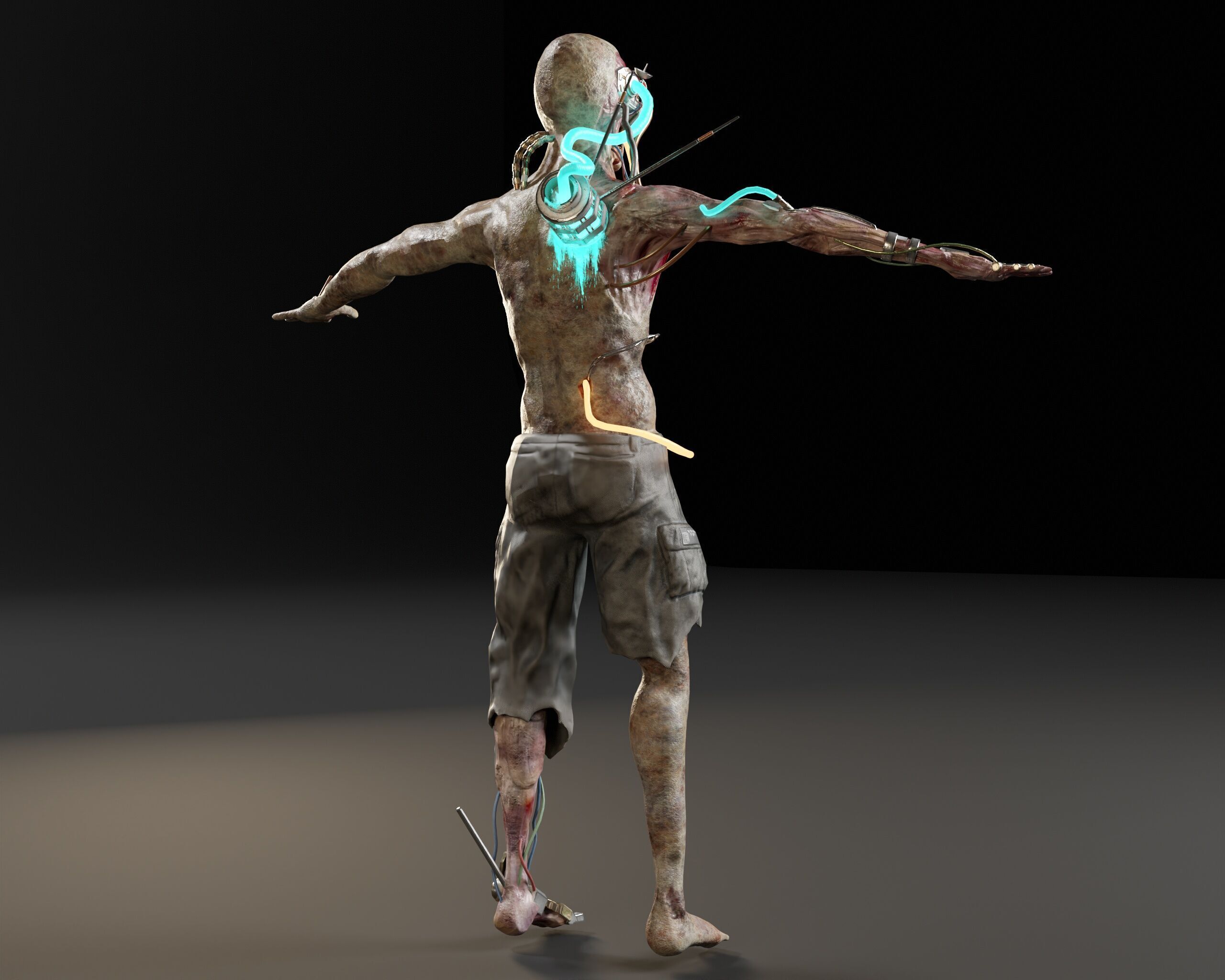 Sci-Fi Character - Zombie Cyborg Low-poly 3D model_8